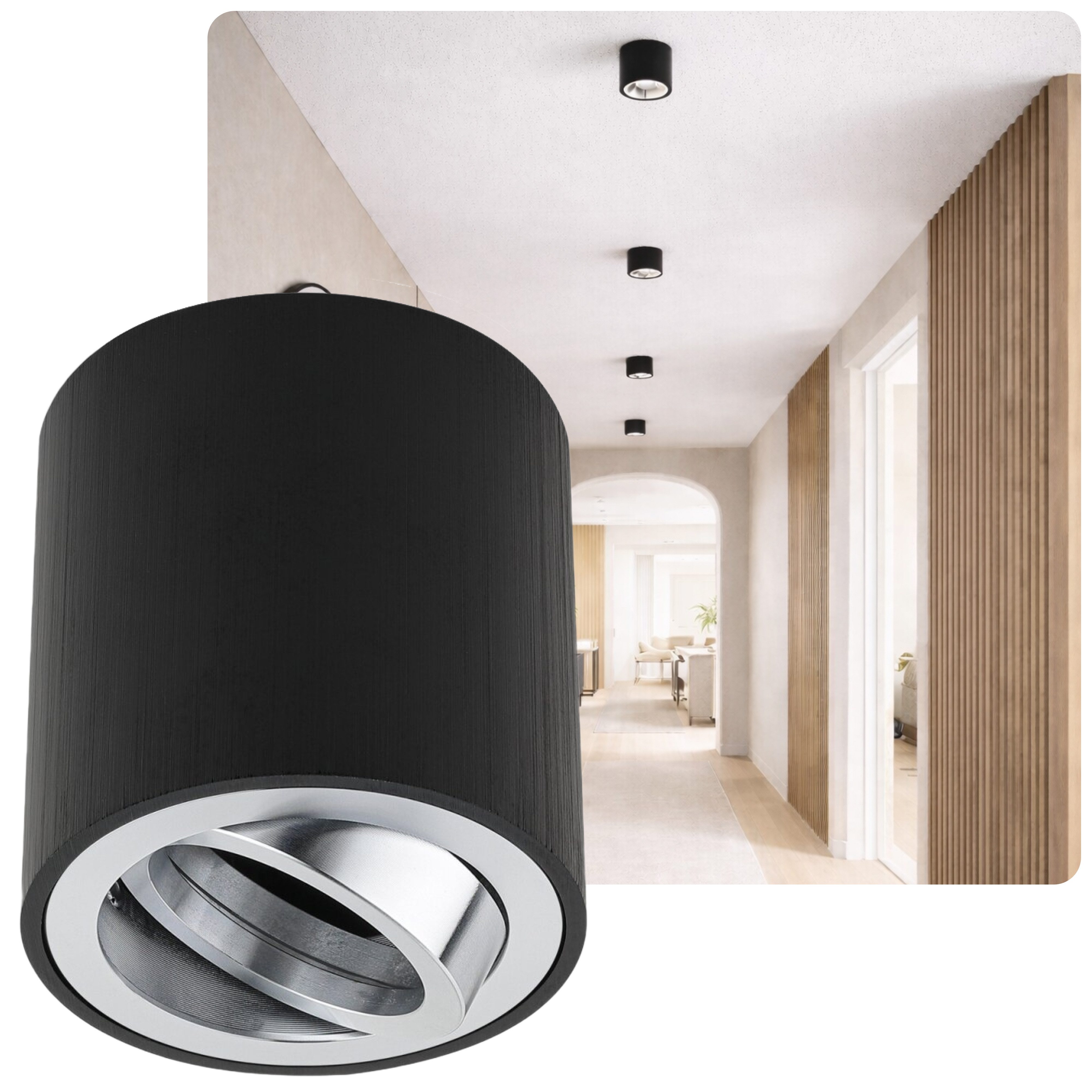 Sweet LED Aufbauleuchte GU10 Deckenspot rund & schwenkbar Aluminium schwarz 230V, schwenkbar, ohne Leuchtmittel, Aufbaustrahler LED, Aufbauspot, Deckenstrahler