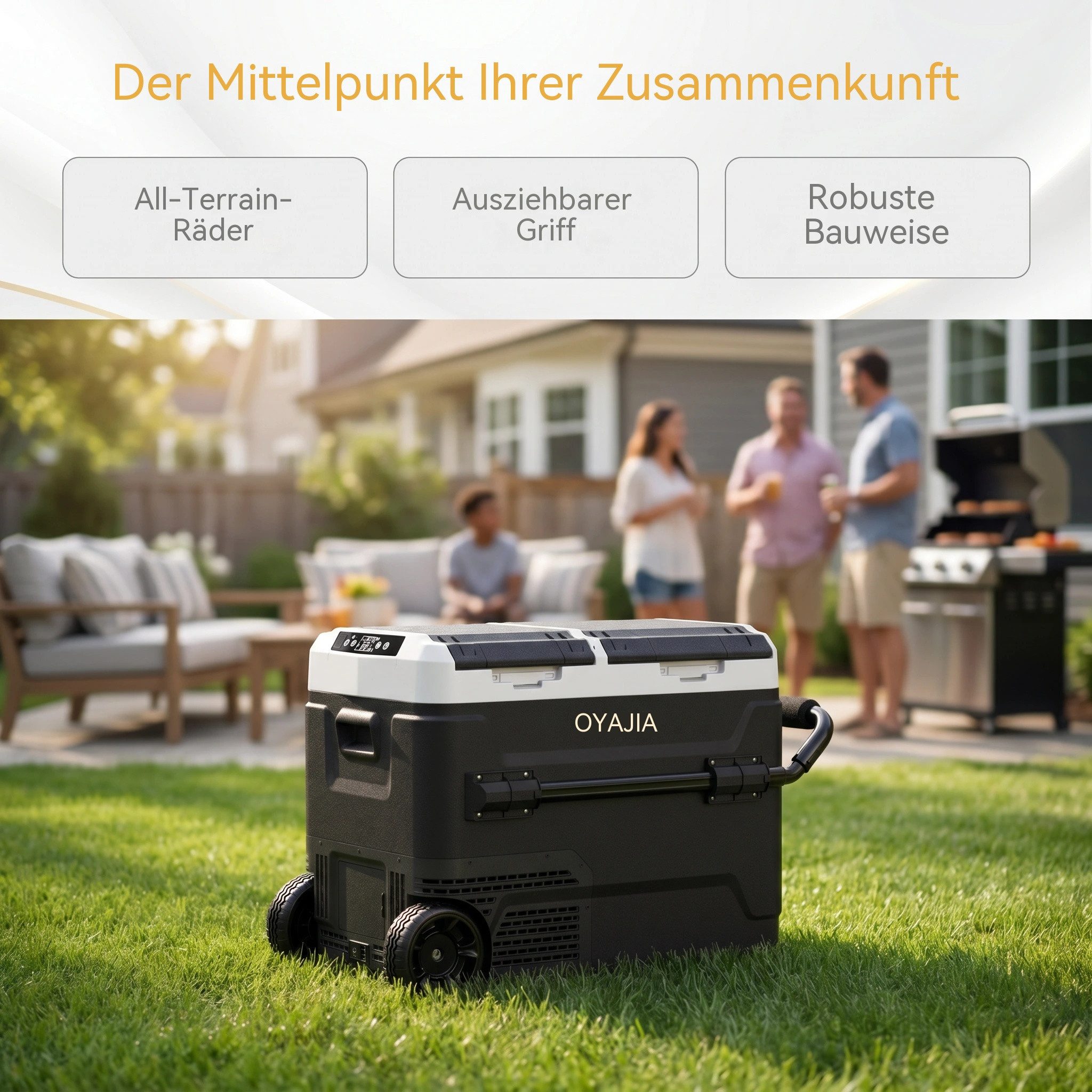 oyajia Elektrische Kühlbox Kompressor Gefriertruhe mobiler Kühlschrank, Kühltruhe, Gefrierbox, 55 l, Dual Zone und Zwei Temperaturen, -20°C - 20°C, 12V/24V/230V – Bild 5 von 5