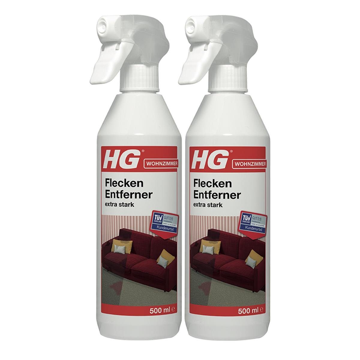 HG HG Flecken Entferner extra stark 500ml - Für fast alle Textilien (2er Fleckentferner | Fleckenentferner