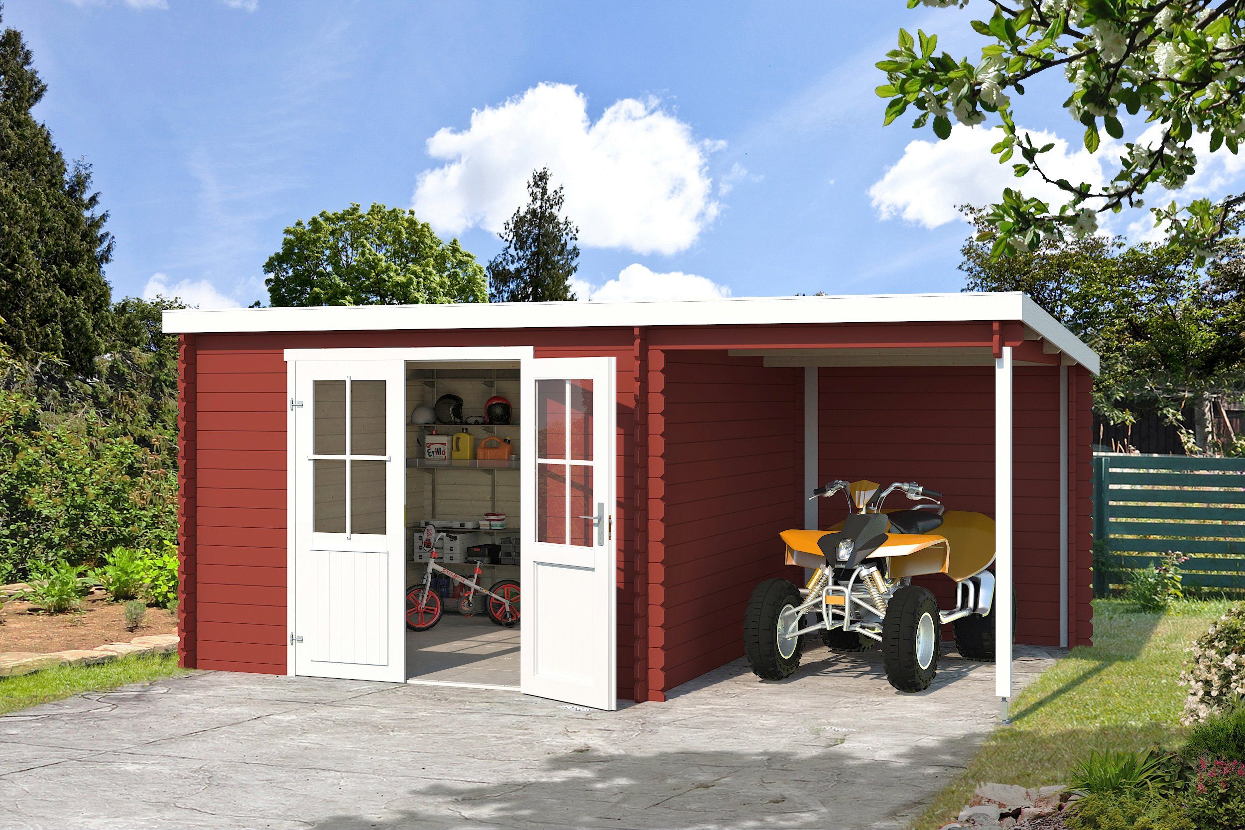 LASITA MAJA Gartenhaus Tampa, BxT: 501x319 cm, (Set), Blockbohlenhaus 28mm, mit Anbau