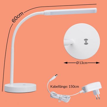 monzana Tischleuchte, Schreibtischlampe, LED - fest verbaut, kabelloses Laden QI Dimmbar Touch 3 Helligkeitsstufen LED Flexibel