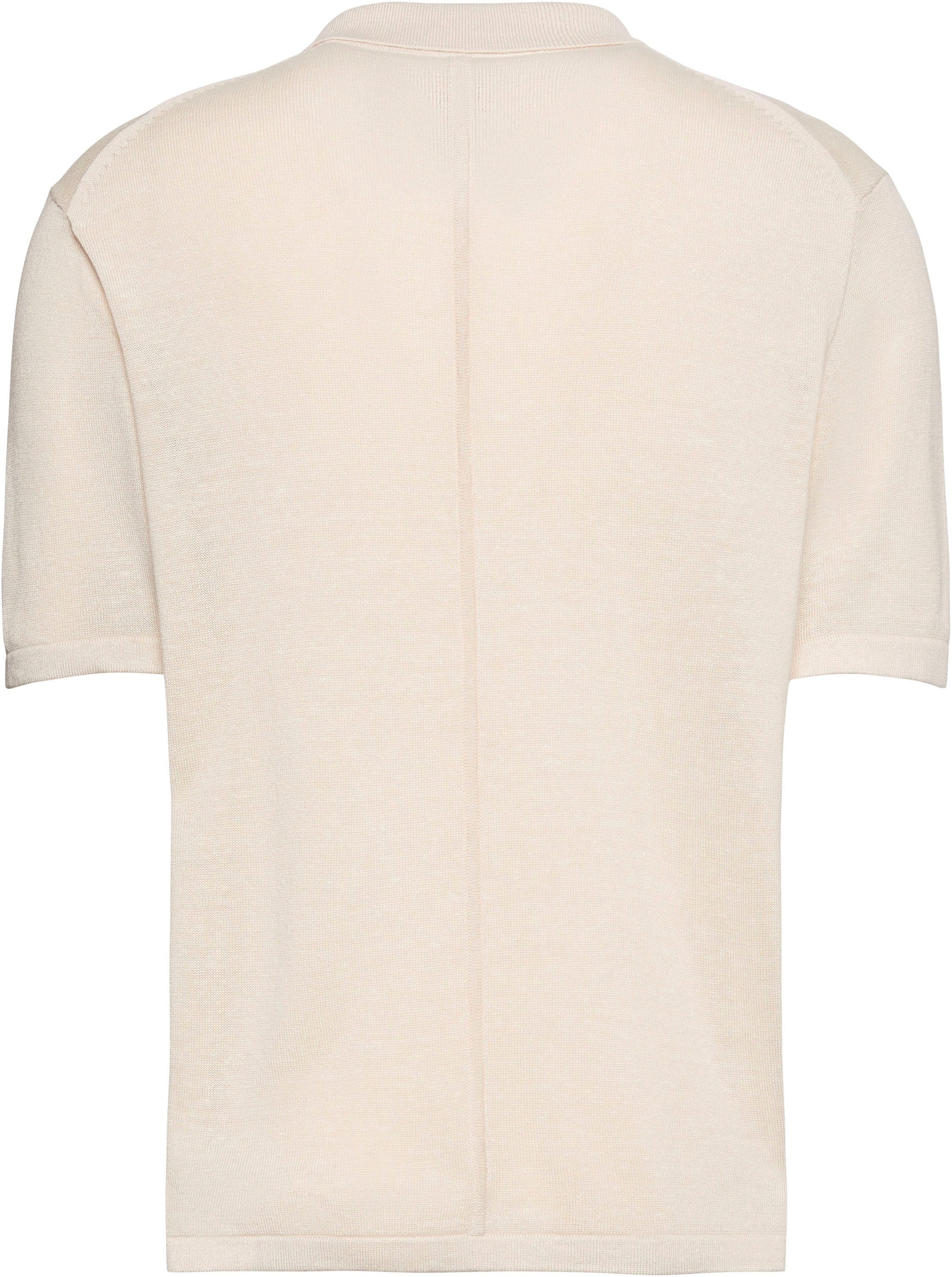 Calvin Klein Kurzarmpullover Feinstrick aus Leinenmix, Regular Fit, Polokragen