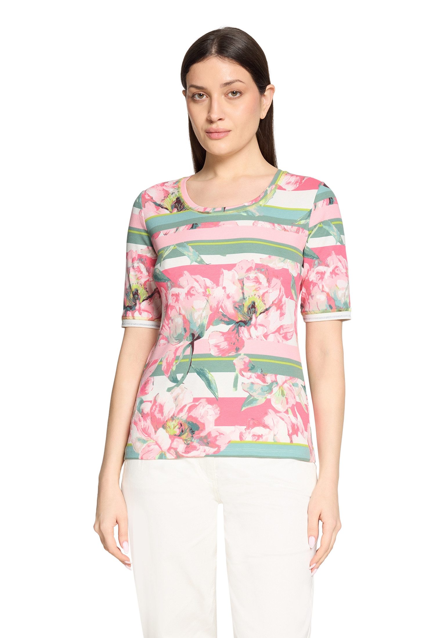 Kurzarmshirt Damen mit Rippenstruktur