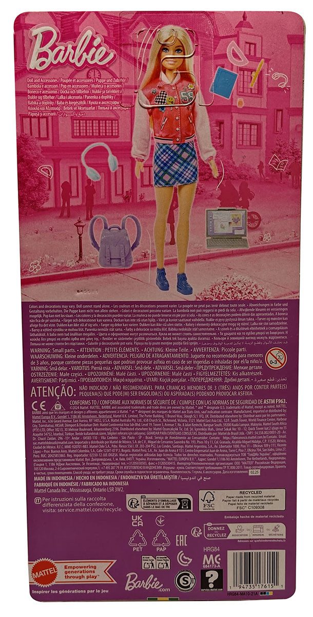 Barbie Stehpuppe Barbie Puppe I Love School Blonde Schülerin Schuluniform Figur