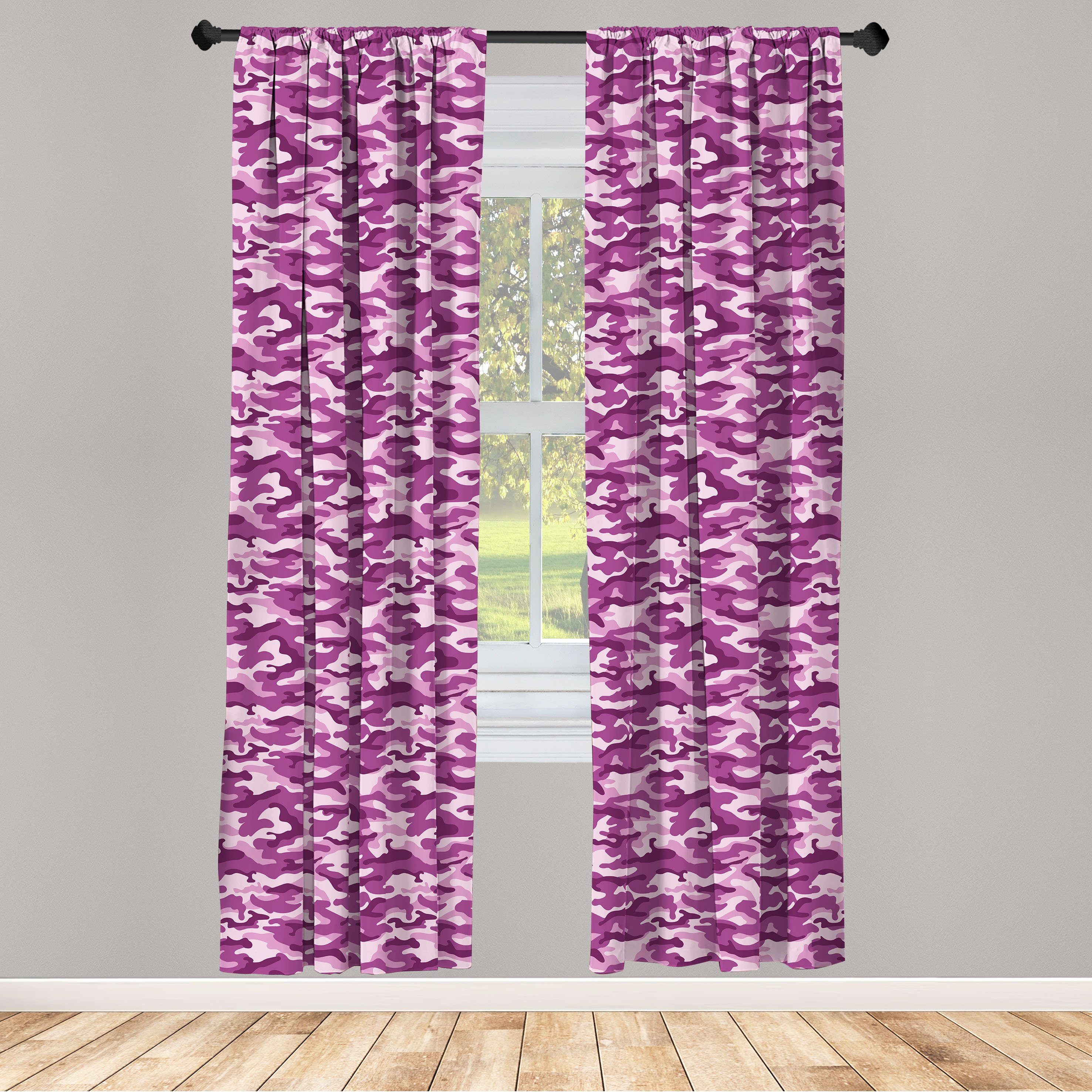 Gardine Vorhang für Wohnzimmer Schlafzimmer Dekor, Abakuhaus, Microfaser, Fuchsie Exotische Tarnmuster