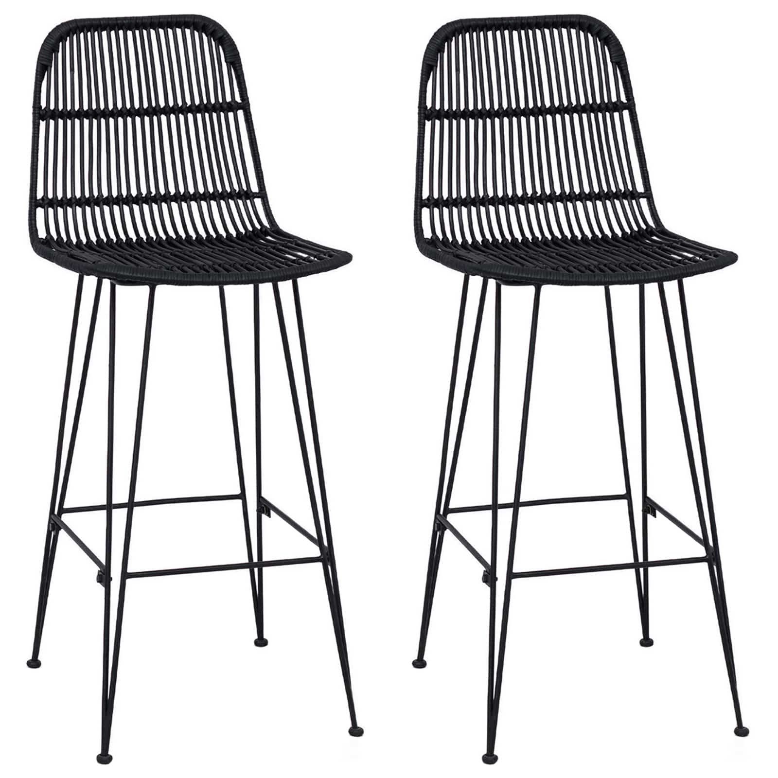 vidaXL Barhocker Barhocker 2 pcs Schwarz 44 x 55 x 109 cm Rattan und Stahl (2 St)