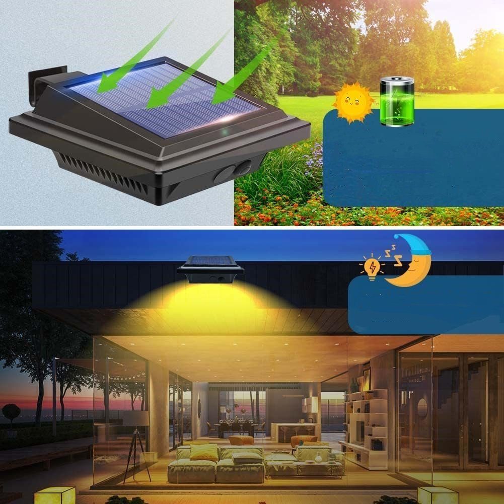 Haus, Zaun, für Coisini Wegeleuchte Bewegungsmelder Dachrinnenleuchte 40LEDs Dachrinnen LED 2Stück Solarleuchten