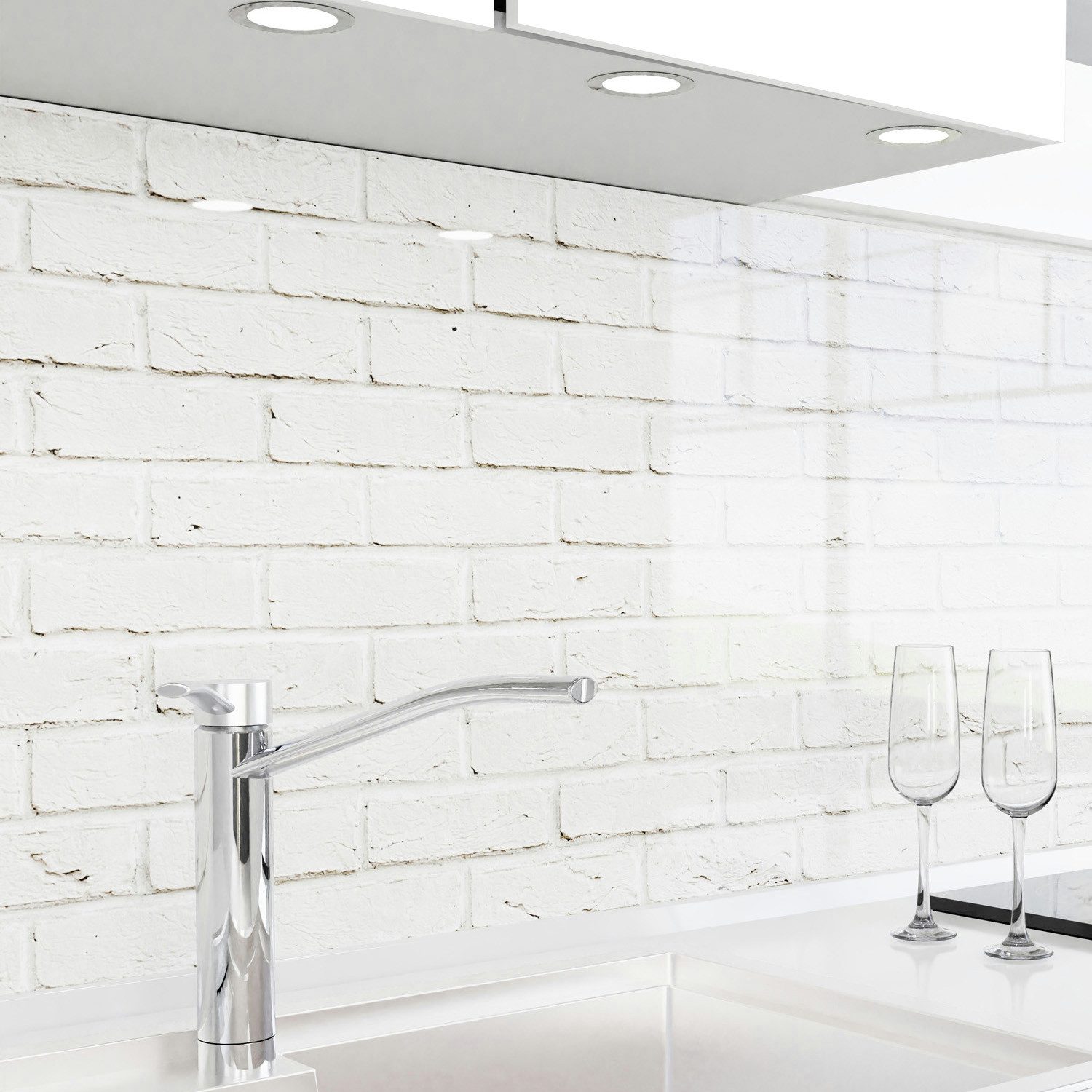 danario Küchenrückwand Folie selbstklebend, Glasoptik, Spritzschutz Küche, ablösbar - 0,8 mm