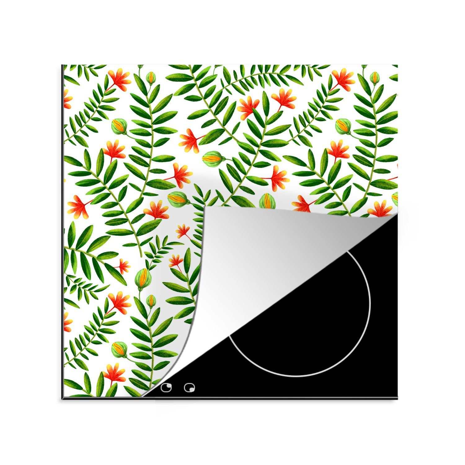78x78 Design, cm, für (1 Arbeitsplatte küche tlg), Blumen Dschungel MuchoWow Ceranfeldabdeckung, Vinyl, - - Herdblende-/Abdeckplatte