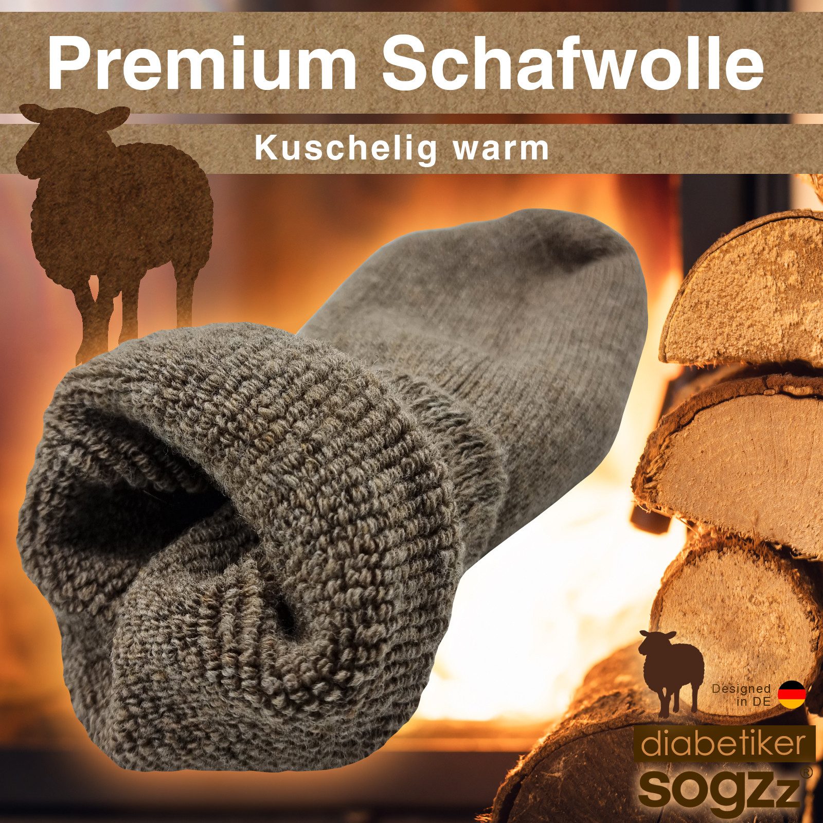 sogzz Diabetikersocken 2 Paar warme Wintersocken aus Premium Schafwolle, Herren Damen Winter (Socken Wolle - Diabetic Winter FX PRO, 2-Paar)