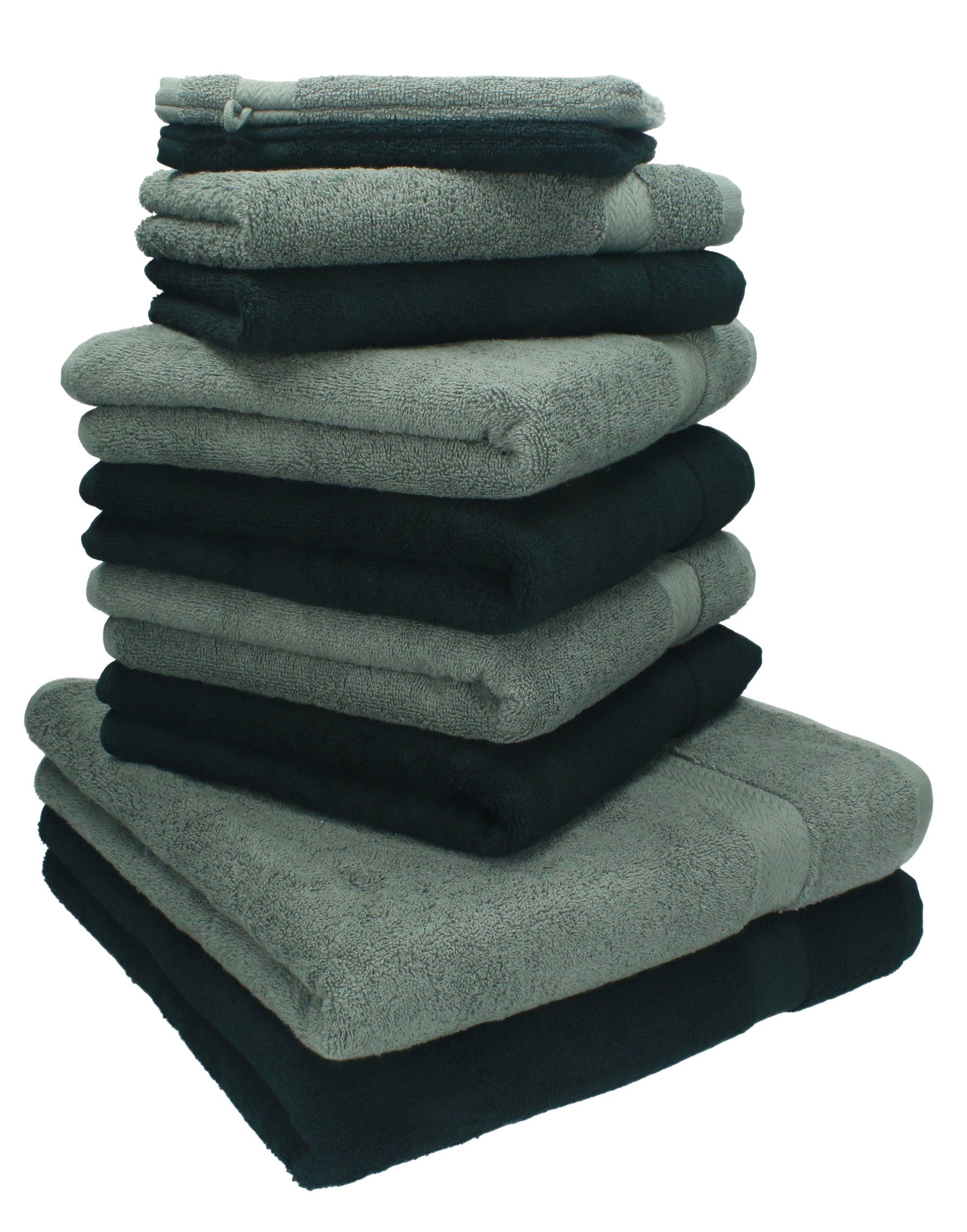 Betz Handtuch Set 10-TLG. Handtuch-Set Premium Farbe Anthrazit & Schwarz, 100% Baumwolle, (10-tlg)