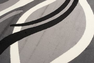 Designteppich Modern Teppich Kurzflor Wohnzimmerteppich Robust und pflegeleicht GRAU, Mazovia, 80 x 150 cm, Fußbodenheizung, Allergiker geeignet, Farbecht, Pflegeleicht, Geometrisch