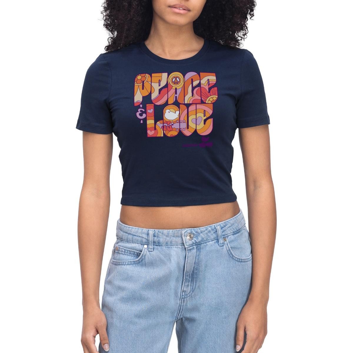 Spreadshirt T-Shirt Woodstock Peace Love Hippie Design Crop Top (1-tlg) günstig online kaufen