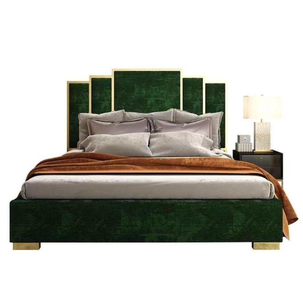 JVmoebel Bett Bett 2x Nachttisch 3 1x (1-tlg., Europa in tlg Grün Nachttische Modern Schlafzimmerset Bett), Design Made