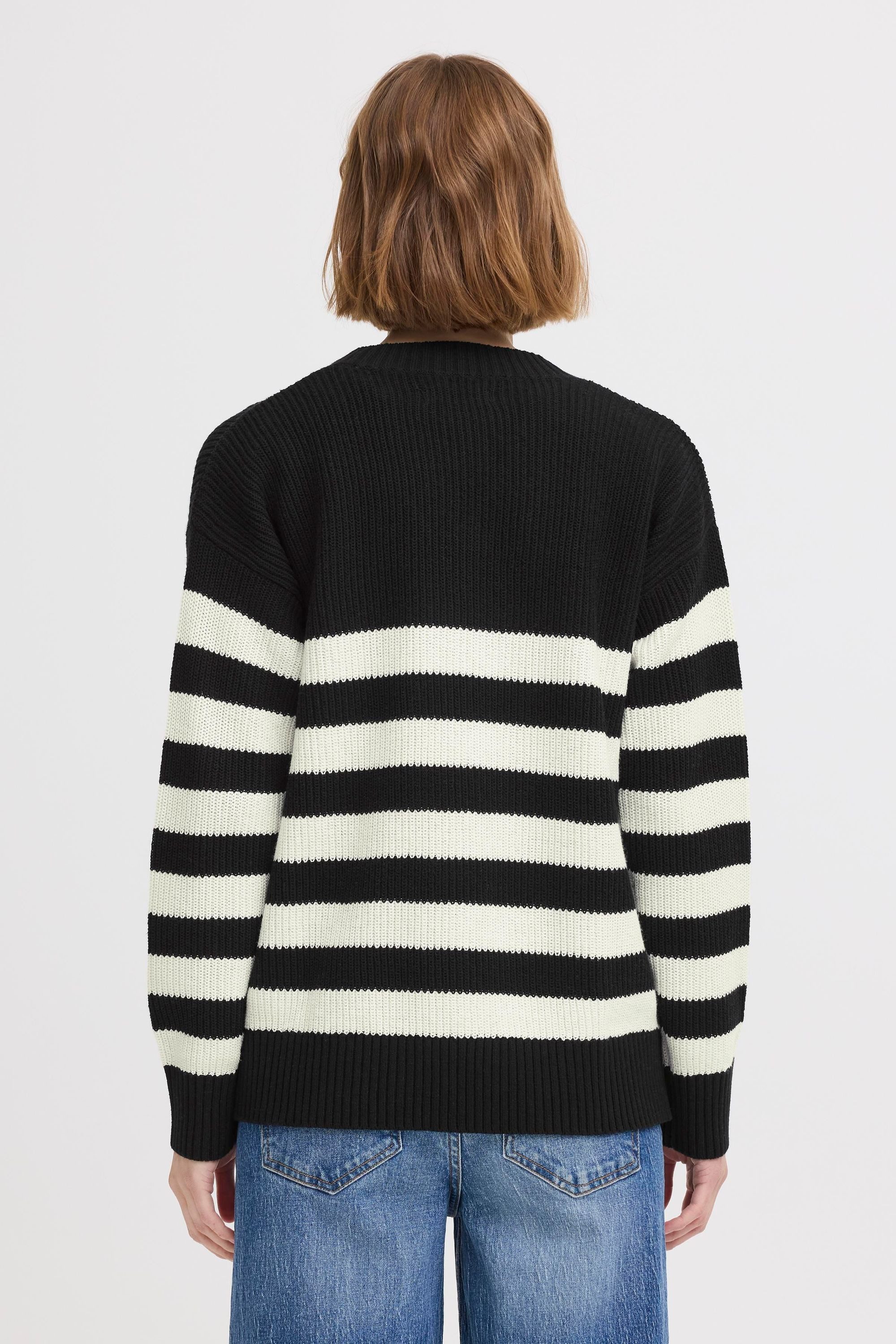 OXMO V-Ausschnitt-Pullover OXKalane Modischer Pullover mit Streifen