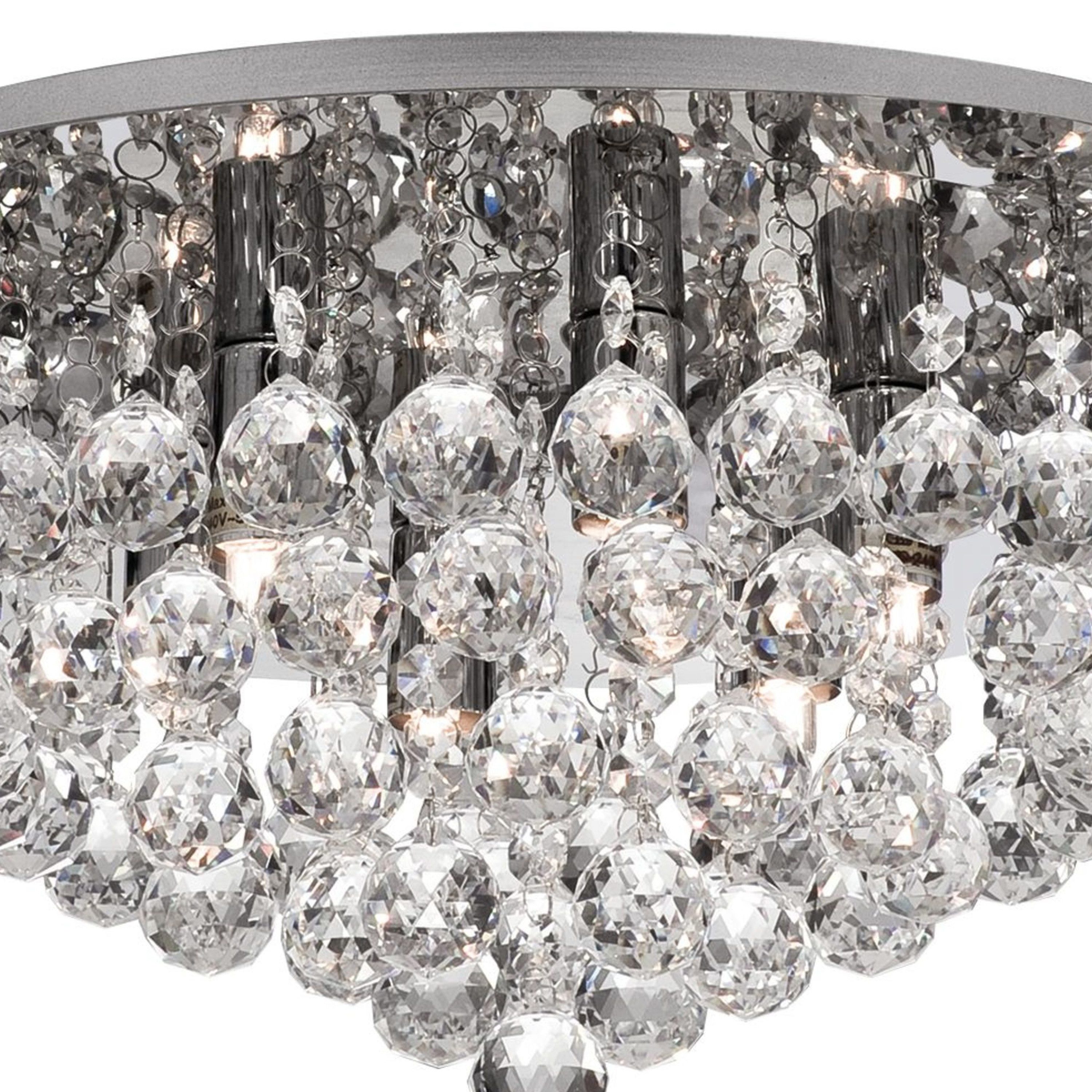 Searchlight Deckenleuchte Hanna 6Lt Flush - Chrome Metal & Clear Crystal, Leuchtmittel wechselbar