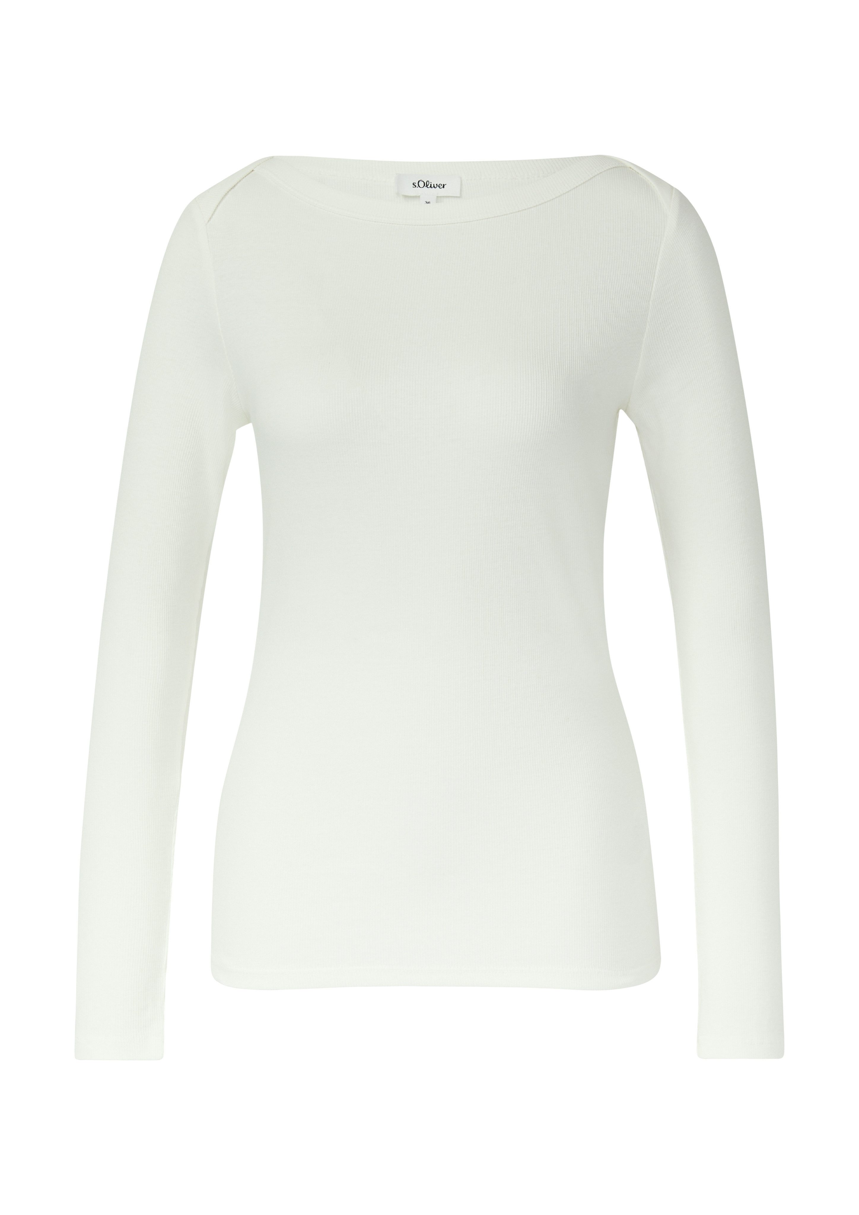 s.Oliver Langarmshirt gerippt, mit U-Boot-Ausschnitt