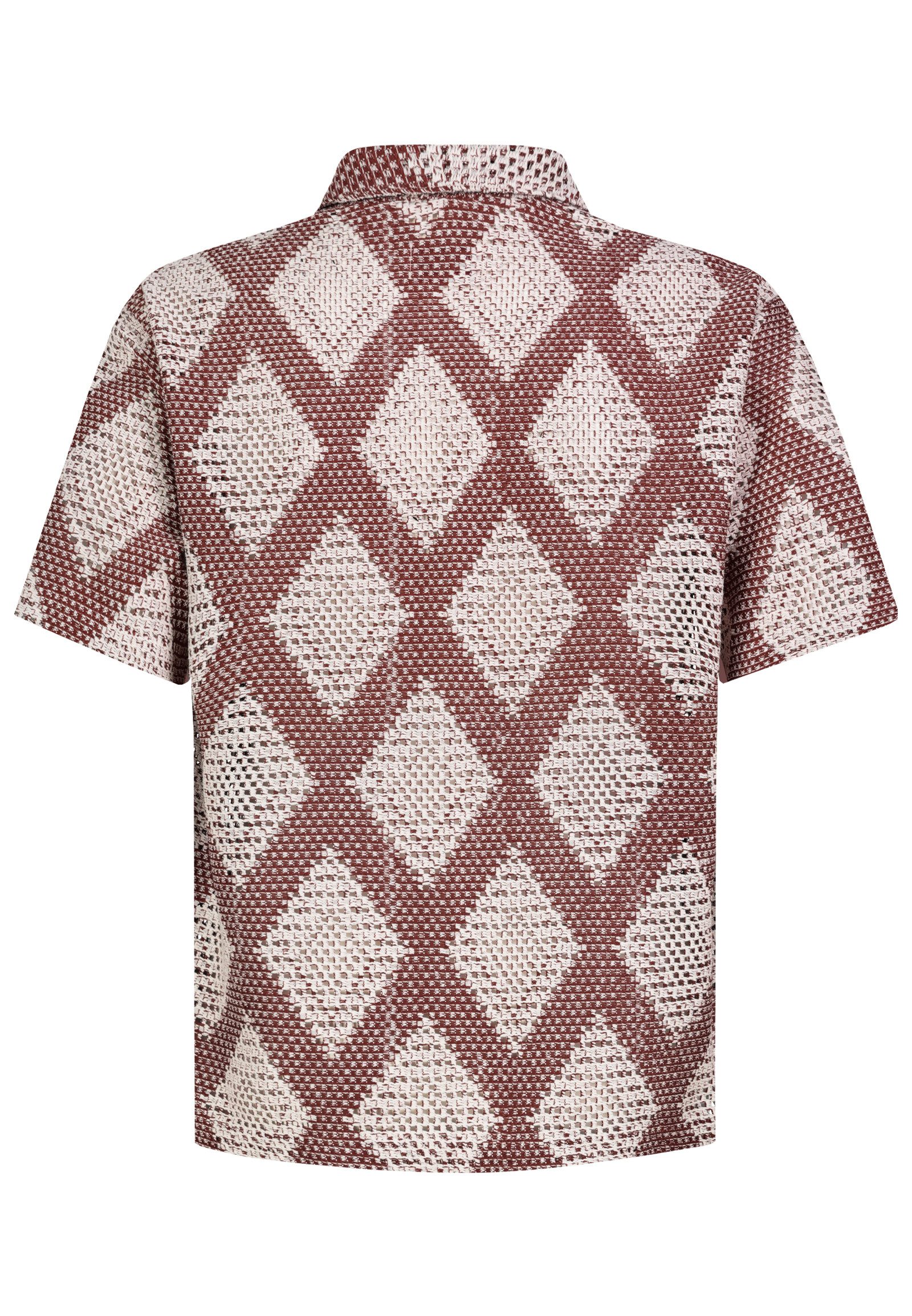 Eight2Nine Kurzarmhemd Herren Kurzes Jacquard Hemd Retro Hemd, Rautenmuster