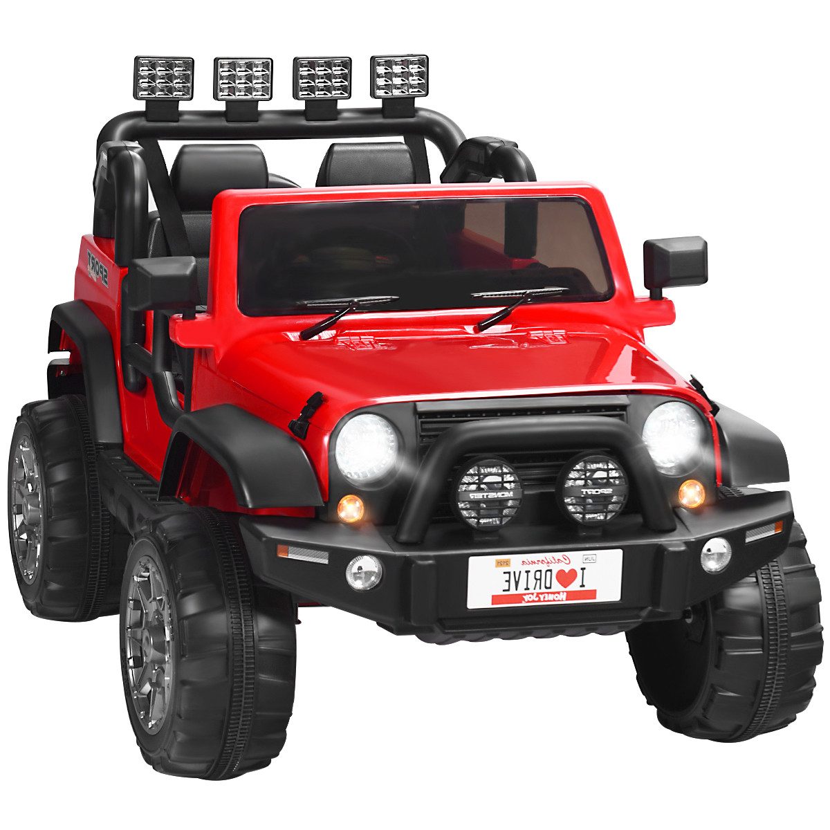 KOMFOTTEU Elektro-Kinderauto 2-Sitz, mit Fernbedienung, LED & Musik, bis 50 kg, ab 3 Jaren
