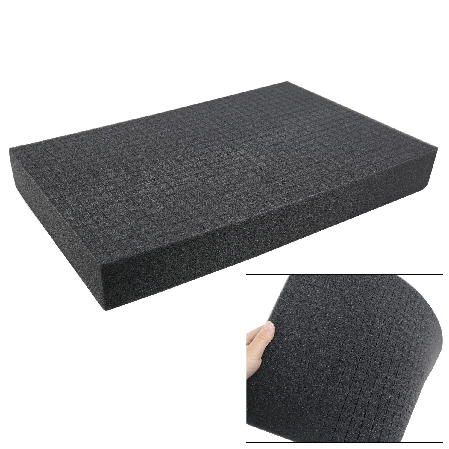 HMF Rasterschaumstoff Rasterschaumstoff Würfelschaum, 345 x 550 mm, Double-Size, Koffereinlage, Tabletop Höhe: 70 mm