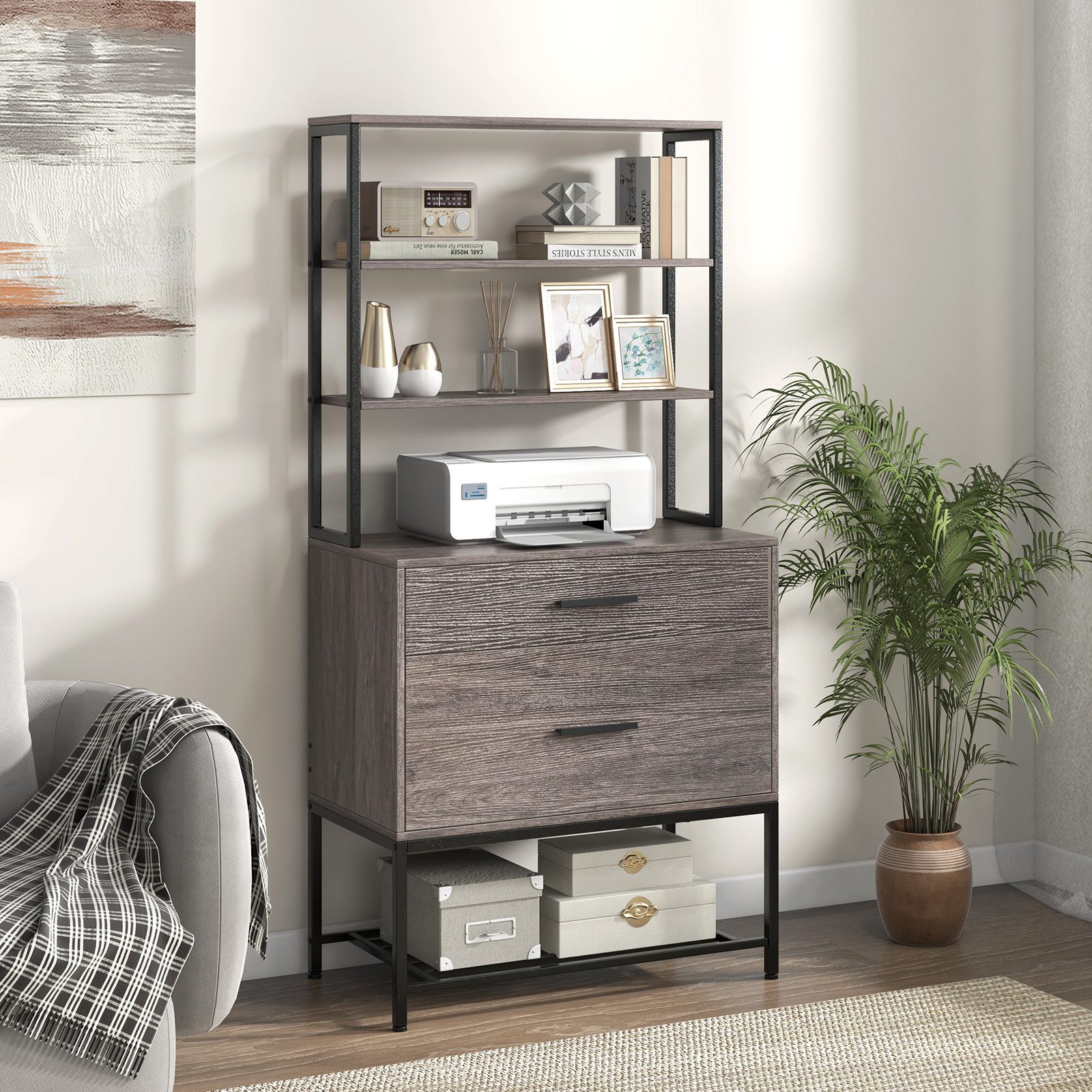 COSTWAY Aktenschrank Büroschrank, 3 offene Regale, günstig online kaufen