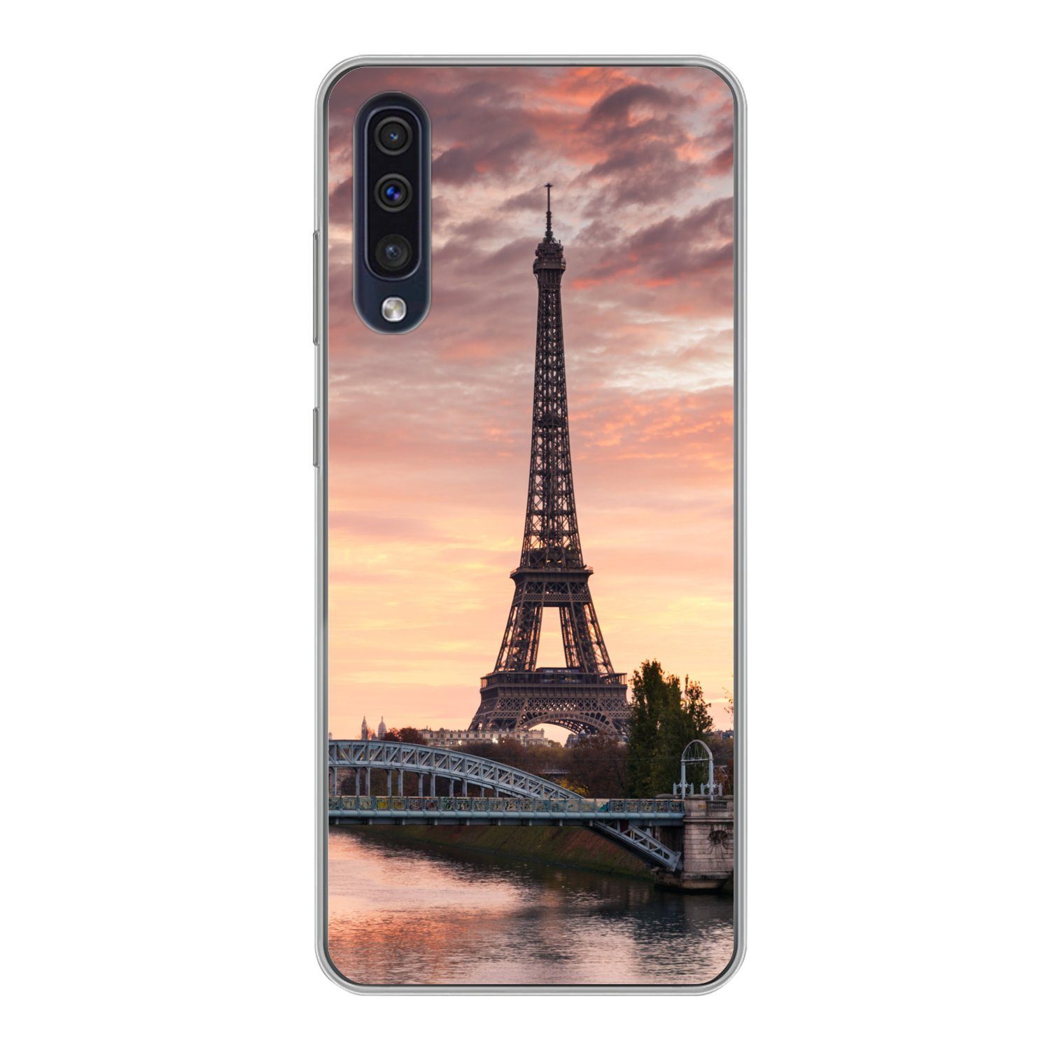 MuchoWow Handyhülle für Samsung Galaxy A30s Paris - Eiffelturm - Brücke, Smartphone-Bumper, Print, Handy Schutzhülle Dünn