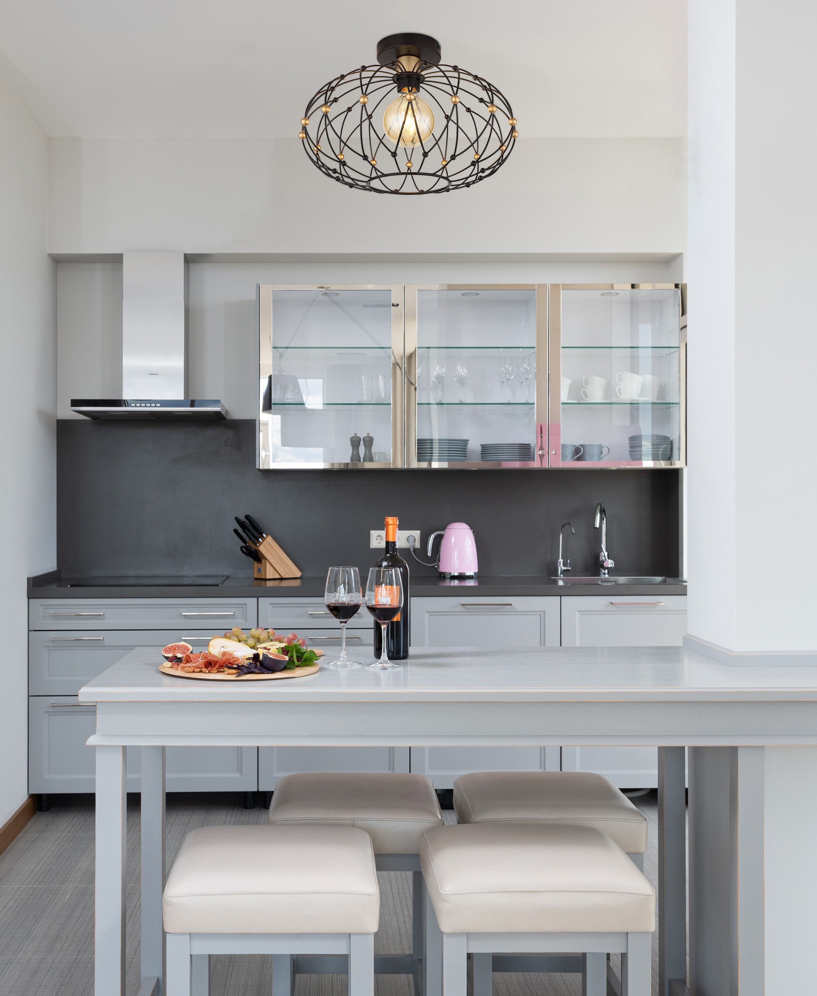 GLOBO LIGHTING Deckenleuchte GREYS, ohne Leuchtmittel, Deckenlampe Wohnzimmer-Leuchte Schlafzimmer-Leuchte Flur Küche