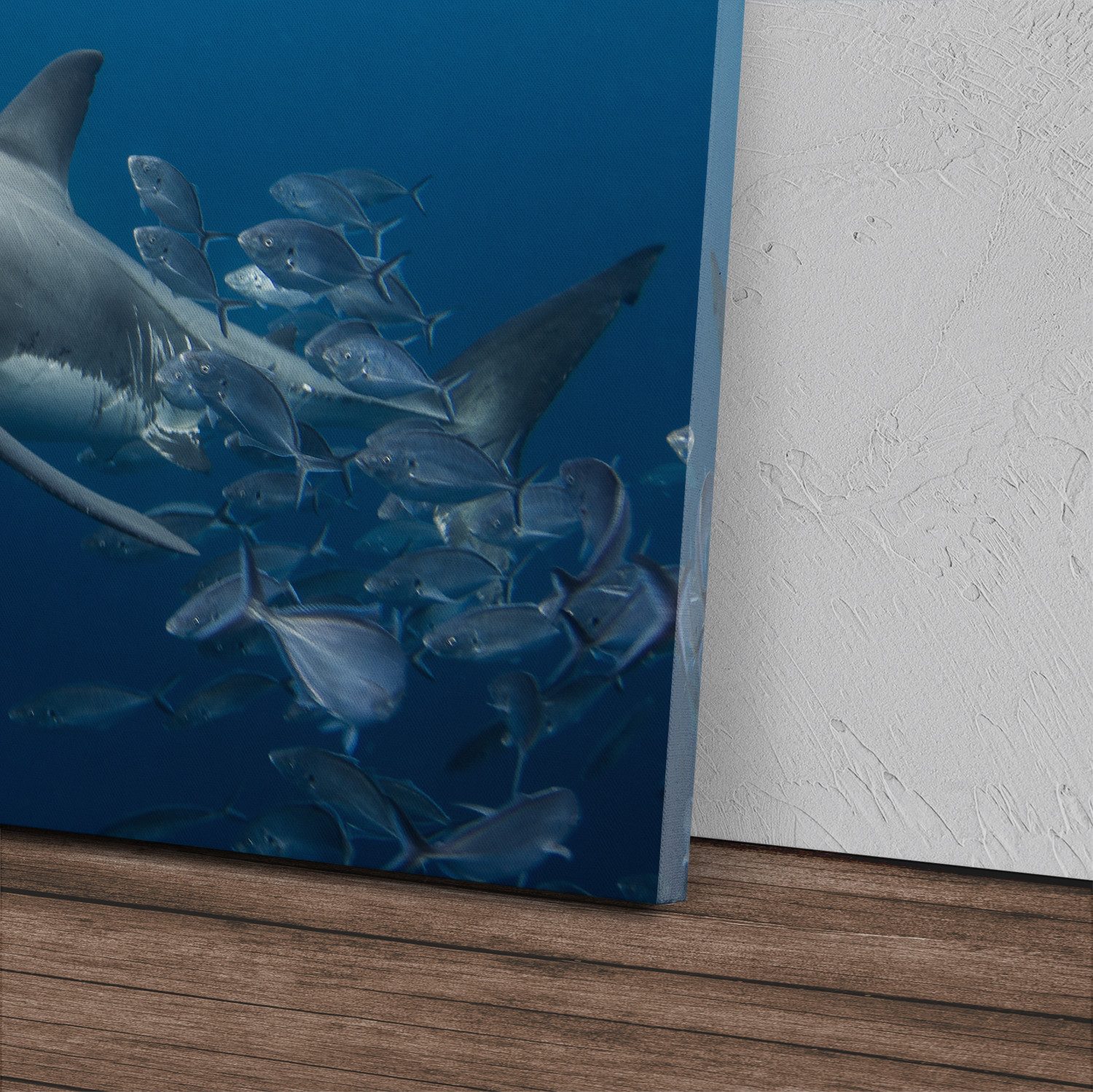 Sinus Art Leinwandbild 120x80cm Wandbild auf Leinwand Weißer Hai Unterwasse günstig online kaufen