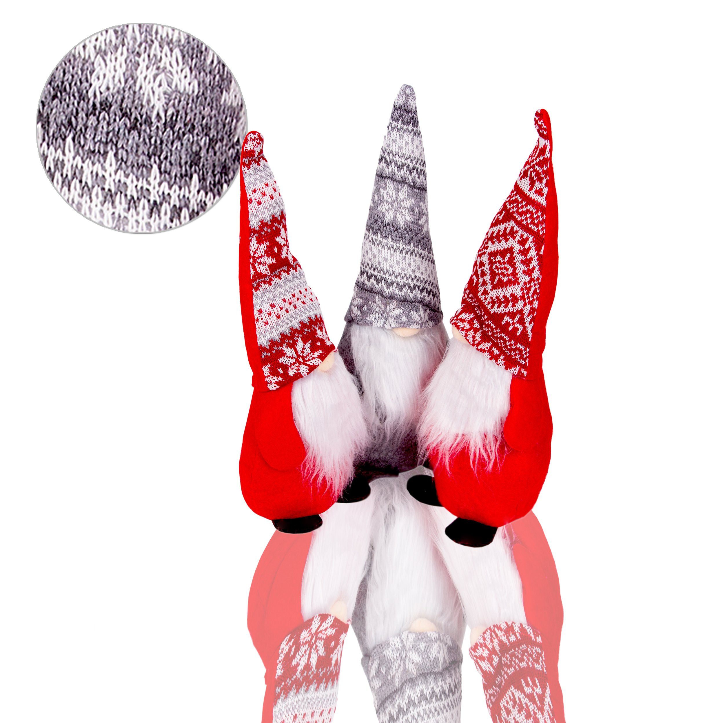 den 3er (3 St) Farben Dekofigur Weihnachtswichtel Rot in und Set Grau BigDean