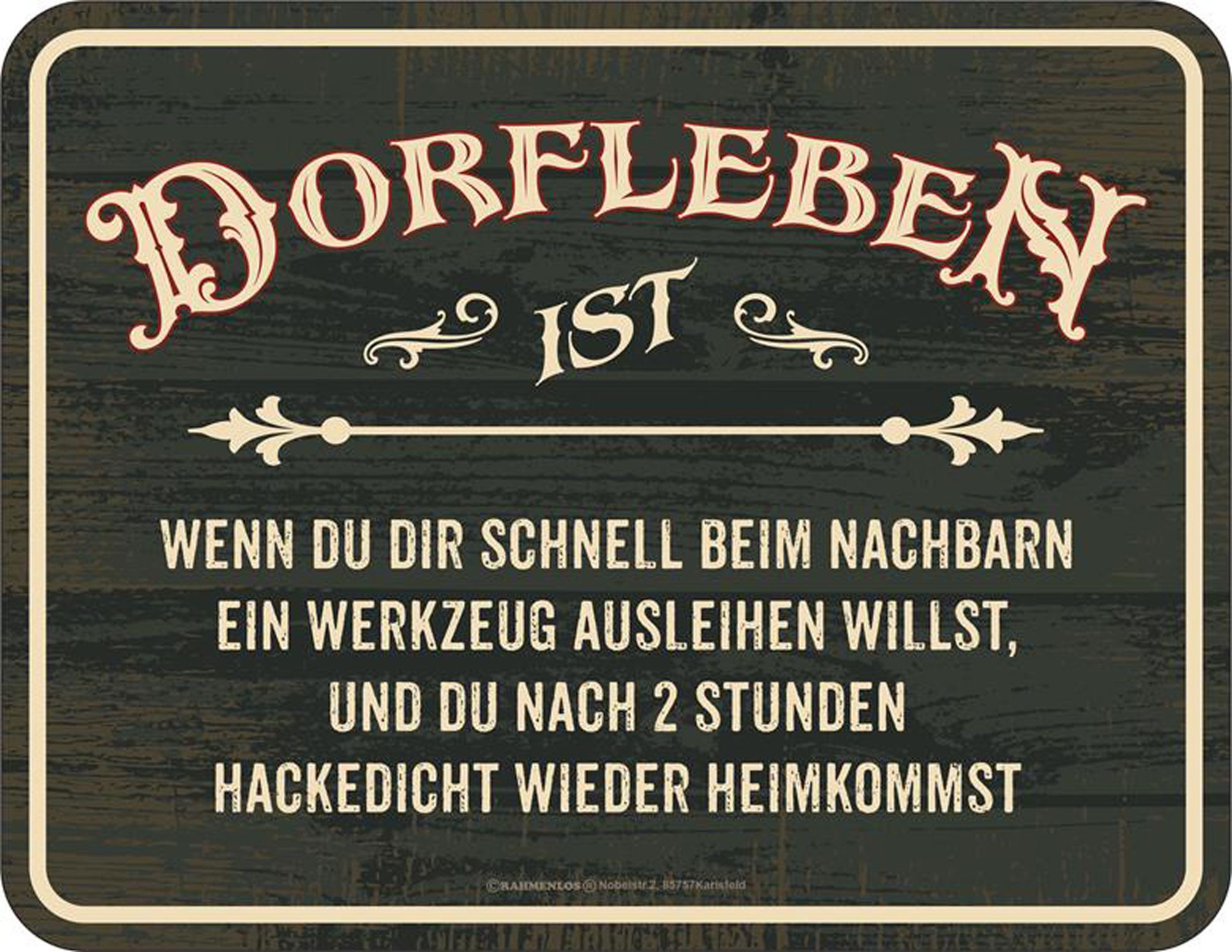 Metallschild Dorfleben - Fun-Schilder - Werkzeug
