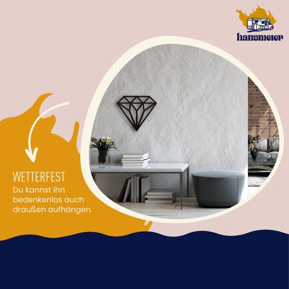 Hansmeier Wanddekoobjekt Innen, Wasserfest, Außen & Motiv Metall, Diamant Wanddeko Für aus
