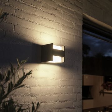 Philips Hue LED Außen-Wandleuchte White Fuzo - Wandleuchte, schwarz - Up & Down, Smart Home Dimmfunktion, Leuchtmittel enthalten: Ja, fest verbaut, LED, warmweiss, Aussenlampe, Aussenwandleuchte, Outdoor-Leuchte