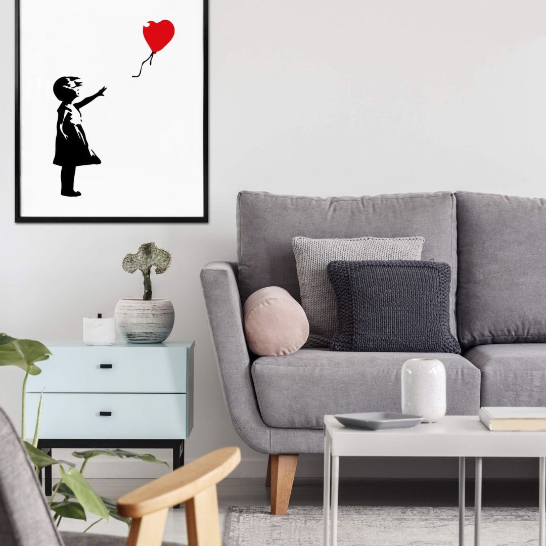 Wall-Art Poster Graffiti Wandbild, Bild, balloon, Menschen Girl Bilder (1 St), Wandposter the Poster, red with