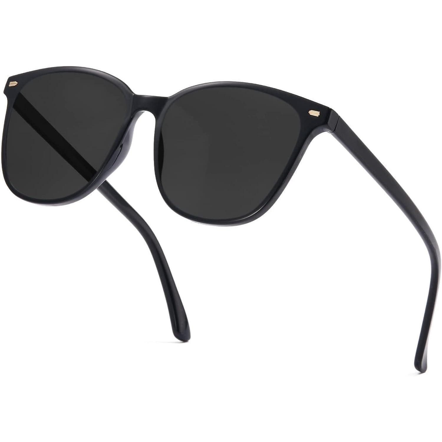 LuxusKollektion Wayfarer Sonnenbrille Damen Polarisierte UV400 Verspiegelt Groß Schwarz Grau