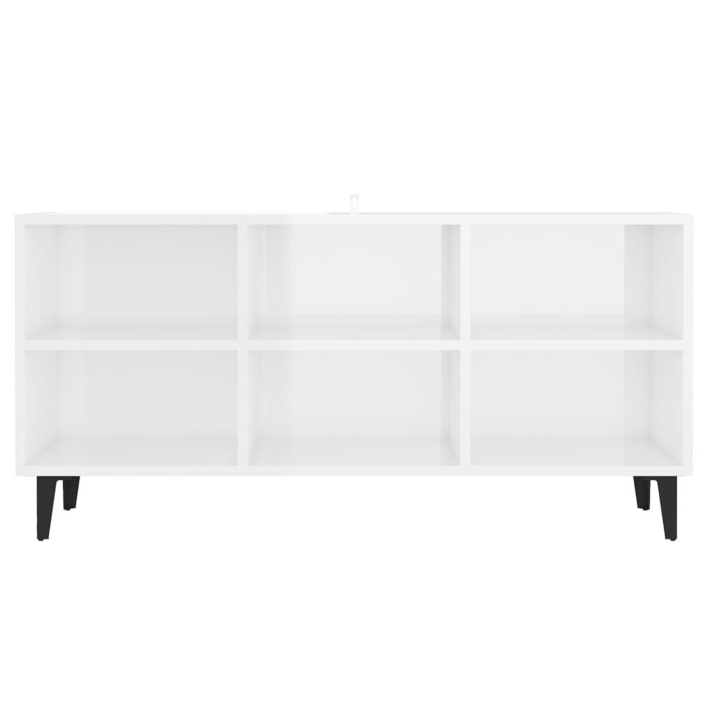 Hochglanz-Weiß vidaXL mit 103,5x30x50 Metallbeinen (1-St) cm TV-Schrank TV-Schrank