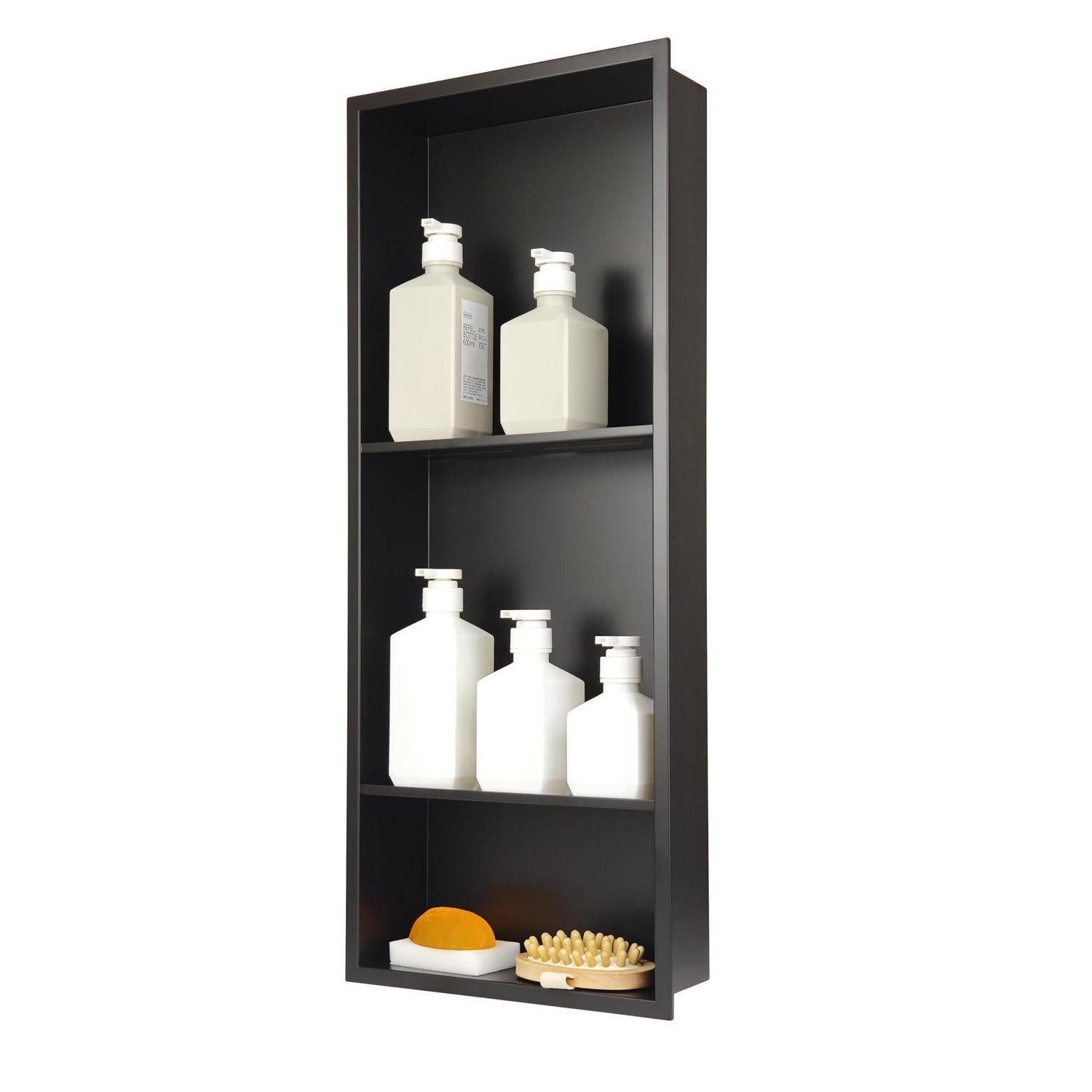 LuxusKollektion Duschablage Duschnische Edelstahl Matt Schwarz 75x30cm, 1-tlg.