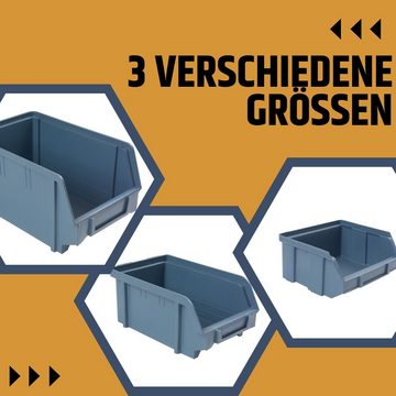 GarPet Stapelbox Schraubenbox Lagerboxen Werkstatt 6x Stapelbox Gr.1 + Metallschiene