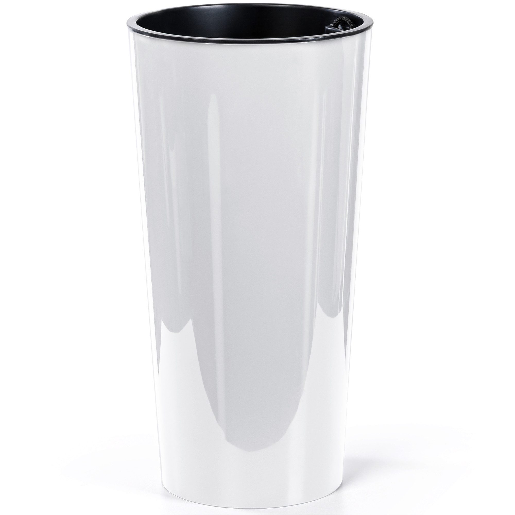KONZEPT Blumentopf hoch 57 cm mit Einsatz, Ø 29,5 cm, Pflanzkübel aus Kunststoff, Hochglanz-Oberfläche, Volumen: 12,5 L