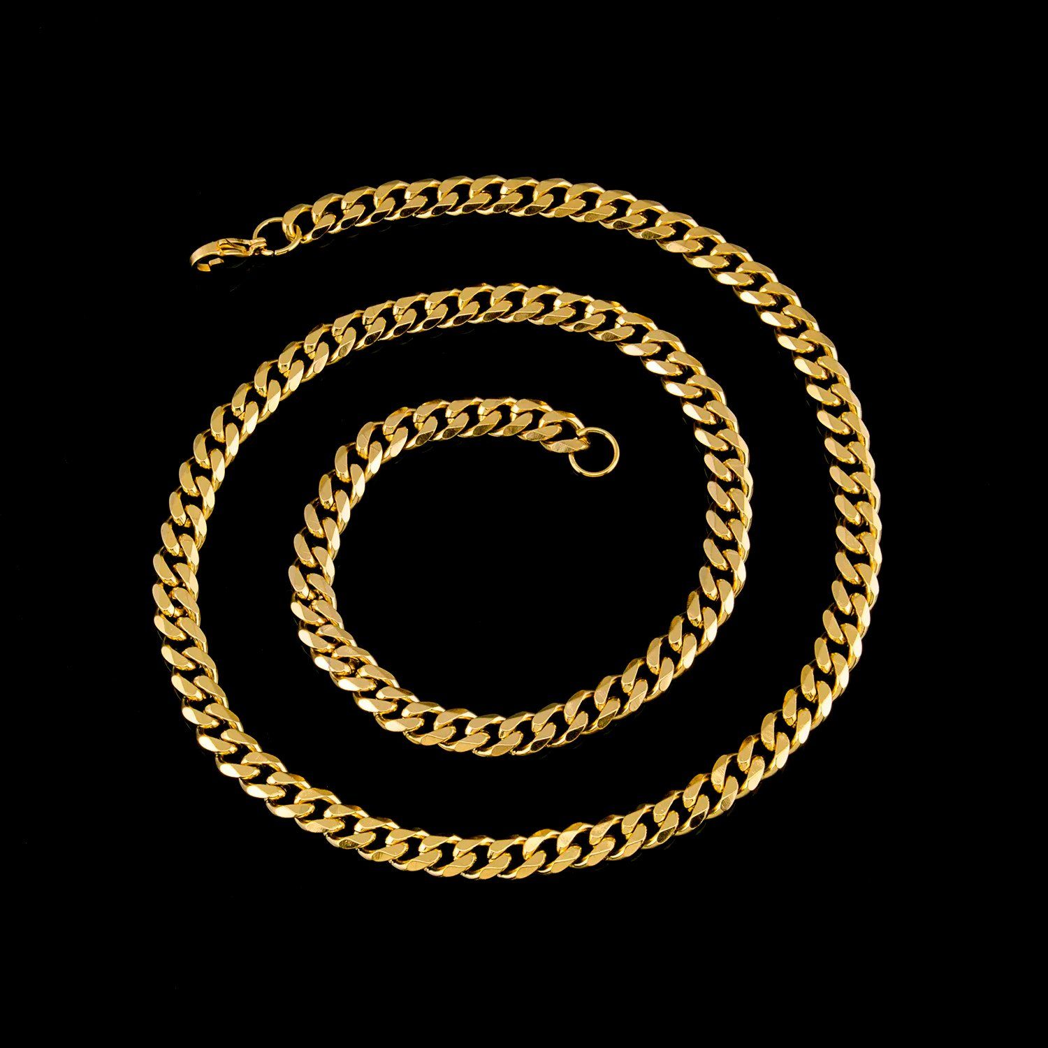 (1-tlg), Gold Edelstahl BUNGSA breit aus Halskette lang 7mm Ketten-Set Panzerkette massiv Unisex 60cm Necklace