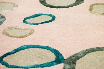 Wollteppich Designer Teppich handgetuftet rosa, morgenland, rechteckig, Höhe: 18 mm