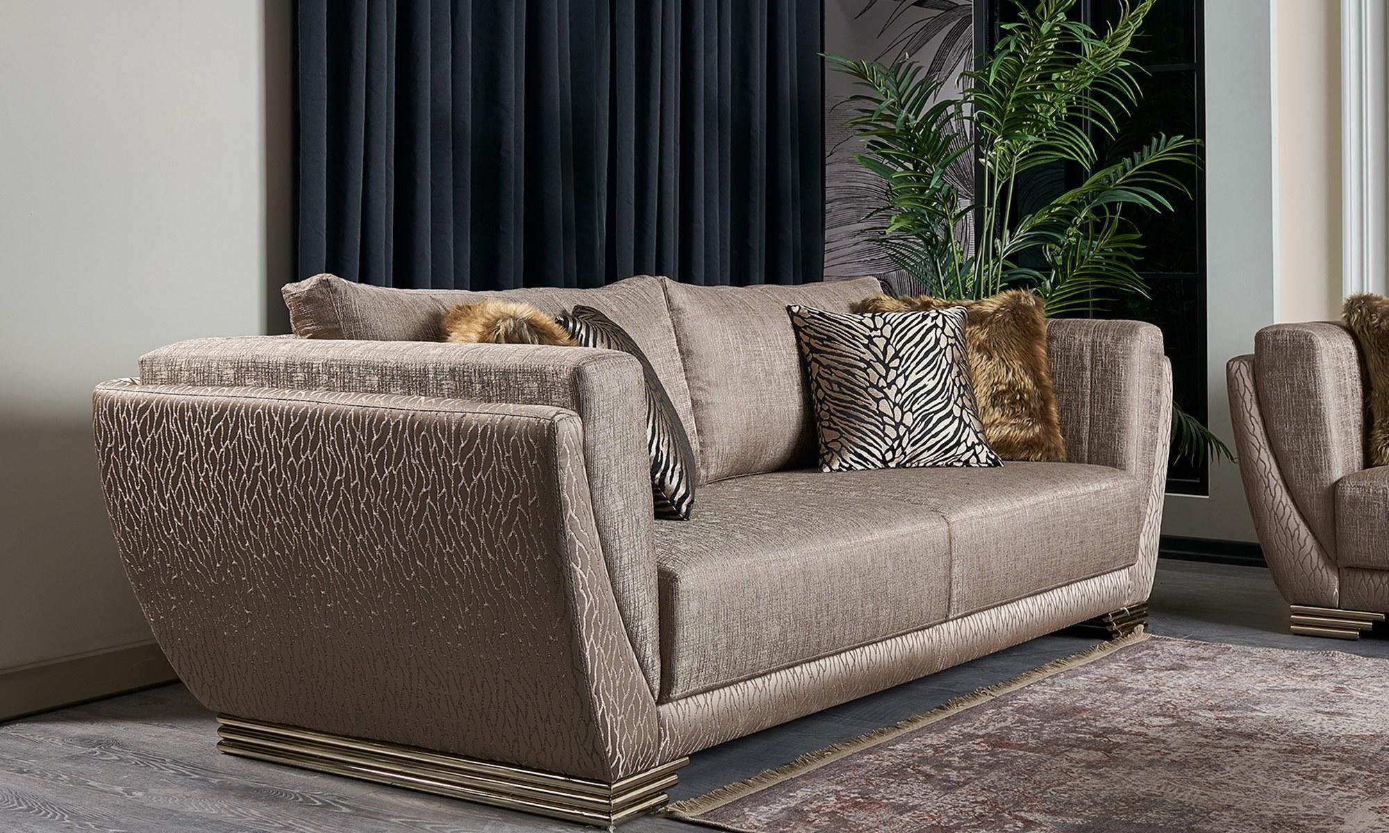 Made Dreisitzer 3 Luxus Teile, in Couch Europa Sofa Polstersofa, Sitzer 1 JVmoebel 3-Sitzer Braun