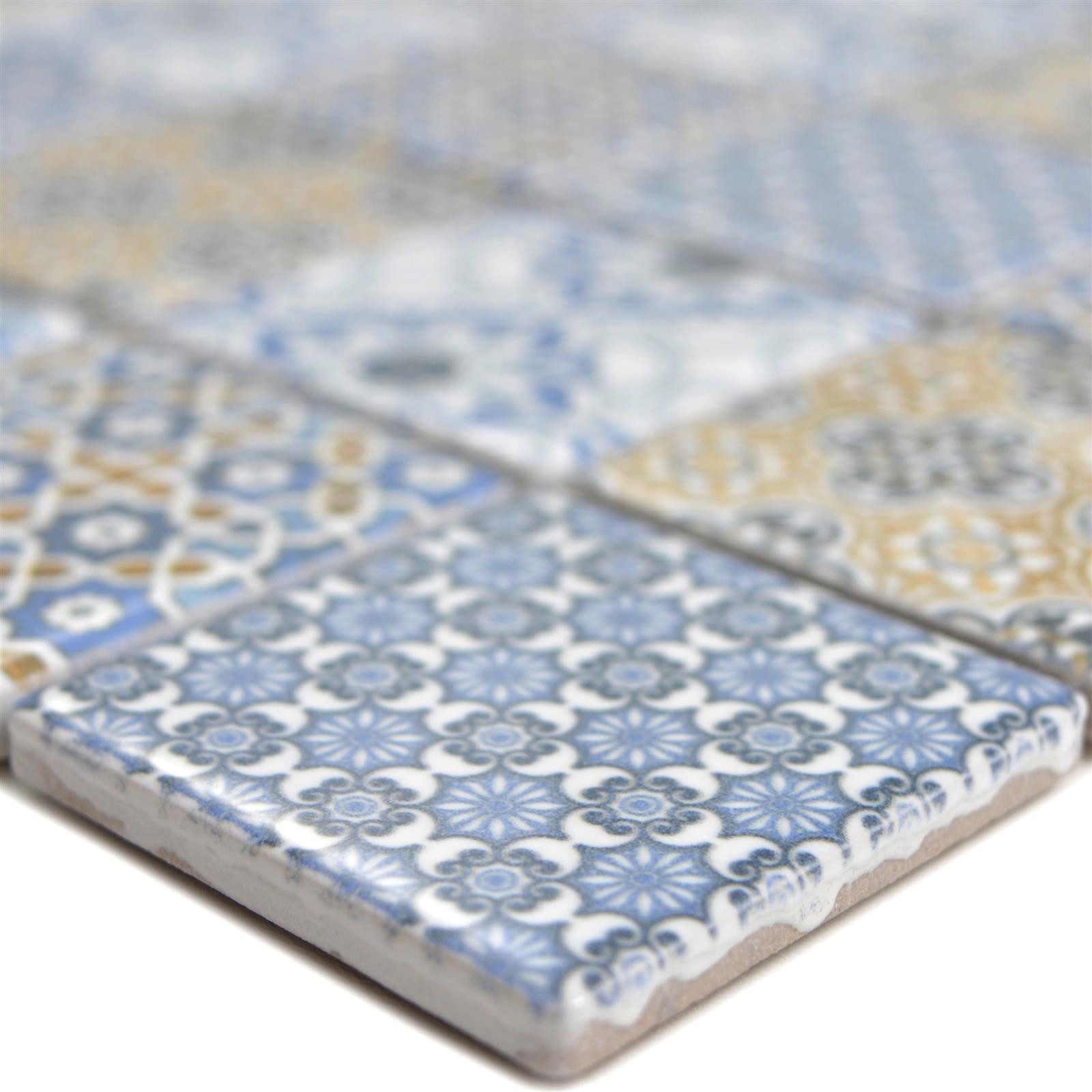 Mosafil Mosaikfliesen Mosaikfliesen Daymion Blau Braun 47x47x6 mm, Keramik 29.700x29.700, braun-blau, Verlegefertig auf ein Netz geklebt - Frostsicher - Wasserfest