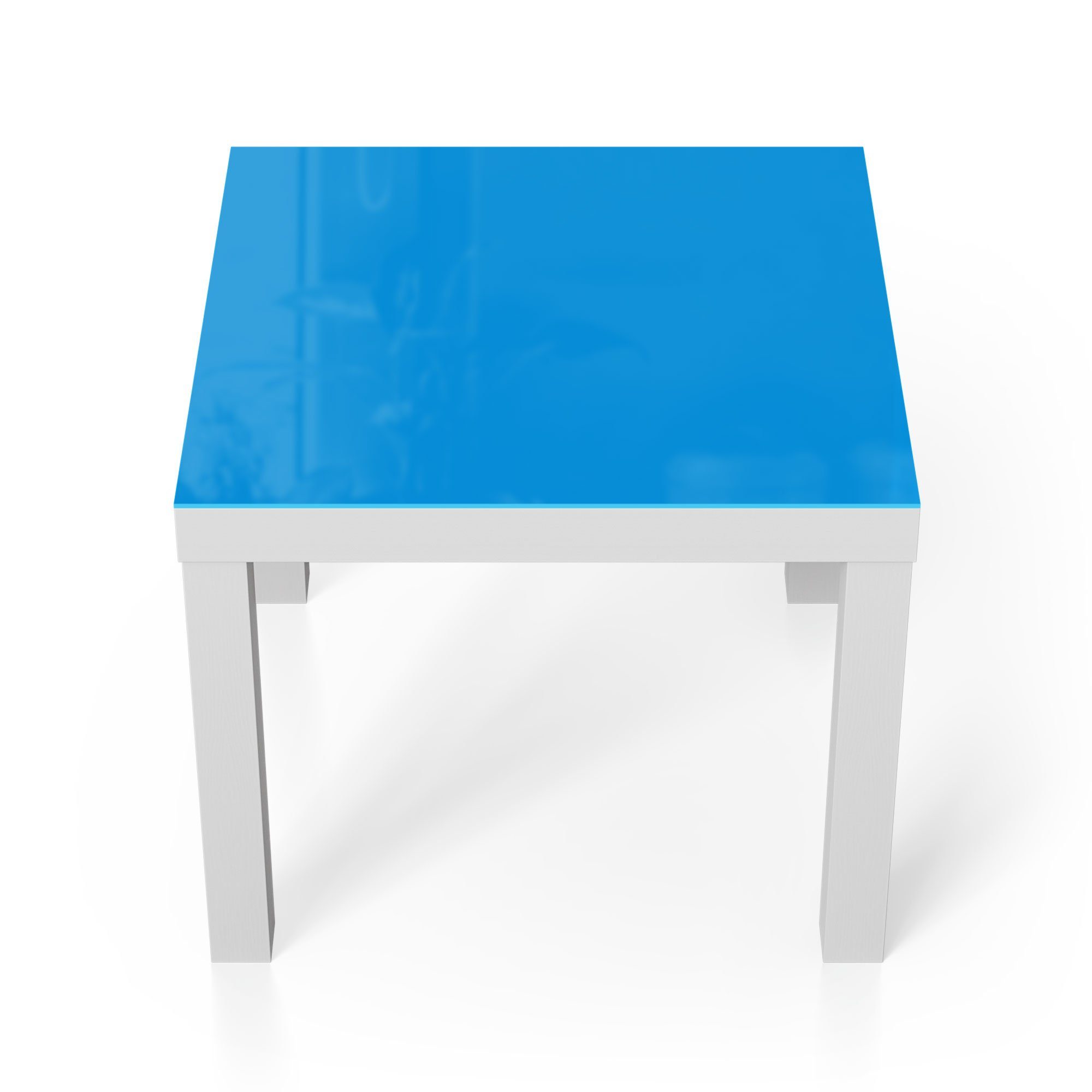 DEQORI Couchtisch 'Unifarben - Hellblau', Glas Beistelltisch Glastisch modern Weiß