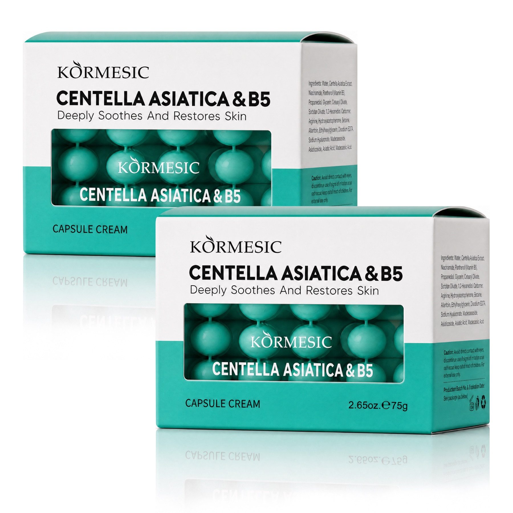 KORMESIC Tagescreme Gesichtscreme Centella Asiatica B5 Kapselcreme Beruhigende Creme, 2-tlg., Hautcreme, Gesichtspflege, Nachtpflege, Tagescreme