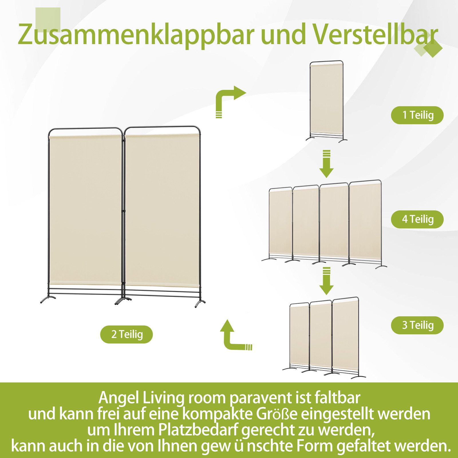 Angel Living Paravent 2 Teilig klappbarer Raumteiler, freistehende Sichtschutzwand (2 St), ür Büro, Balkon, Schlafzimmer und Garten, 162x180cm