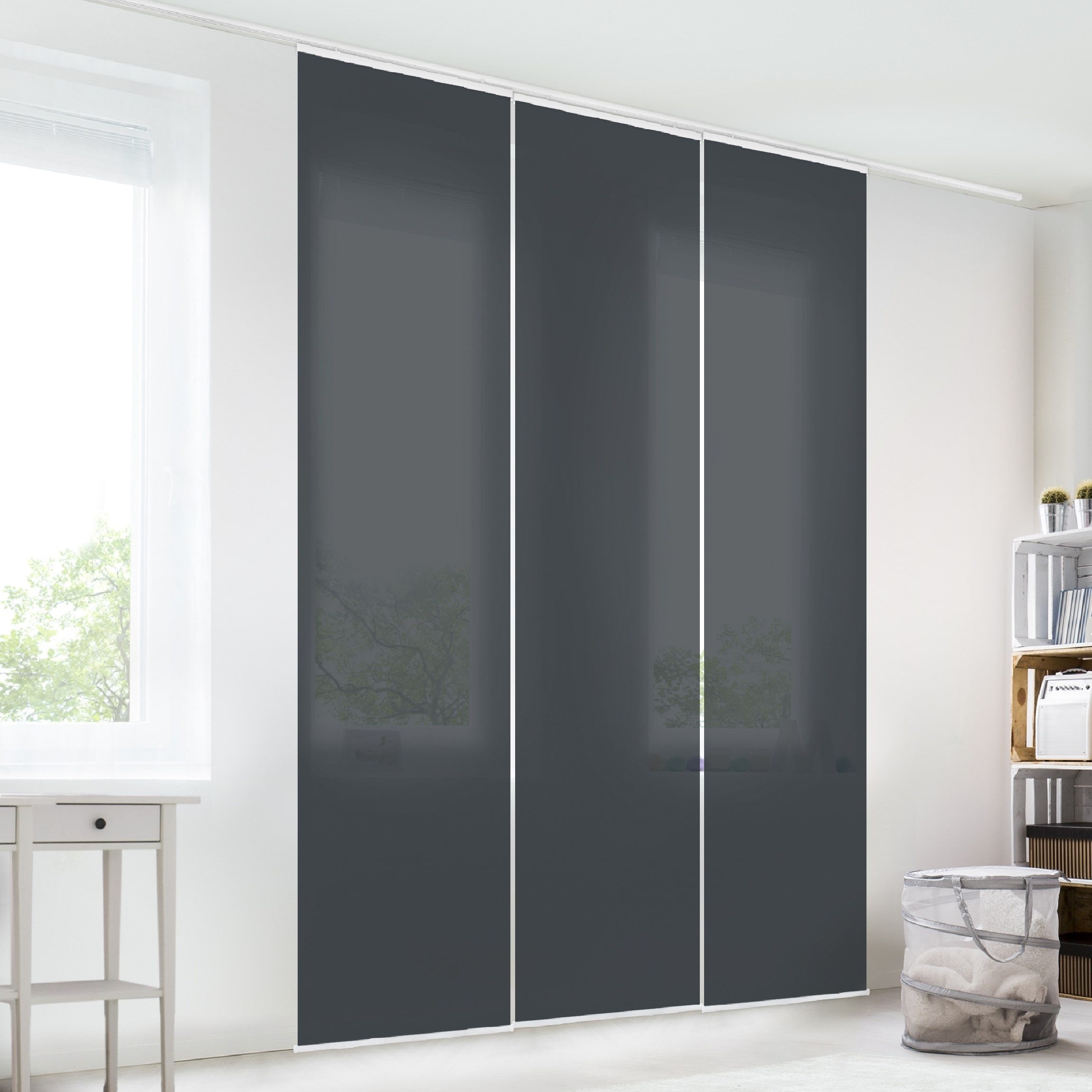 Bilderdepot24 Schiebegardine modern Flächenvorhang blickdicht Mondgrau, günstig online kaufen