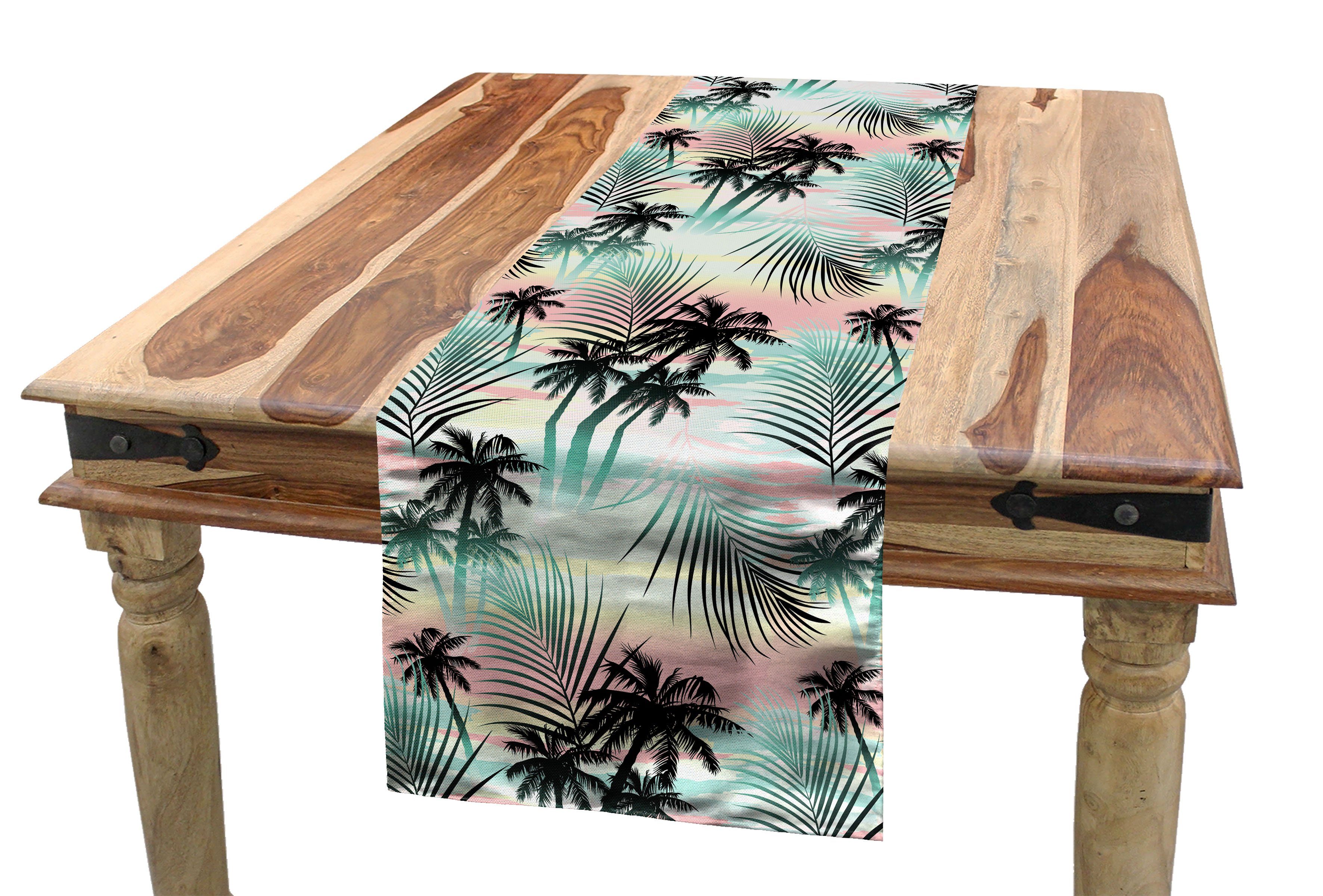 Abakuhaus Tischläufer Esszimmer Küche Rechteckiger Dekorativer Tischläufer, Hawaii Sommer Palmen Farn