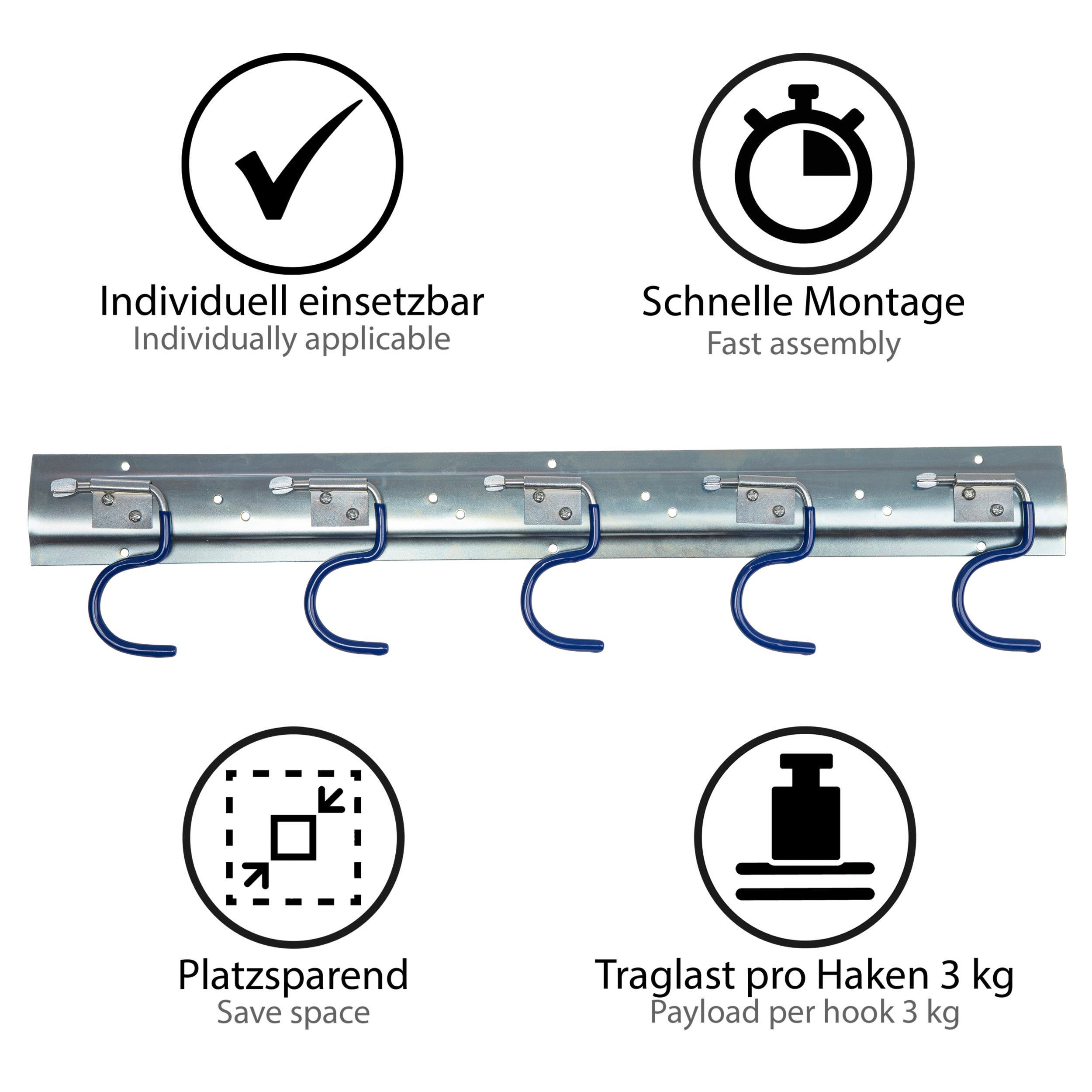 ONVAYA Gartengerätehalter Geräteleiste 50 cm Stahl, Gerätehalter, Wandhalterung, (2-tlg)