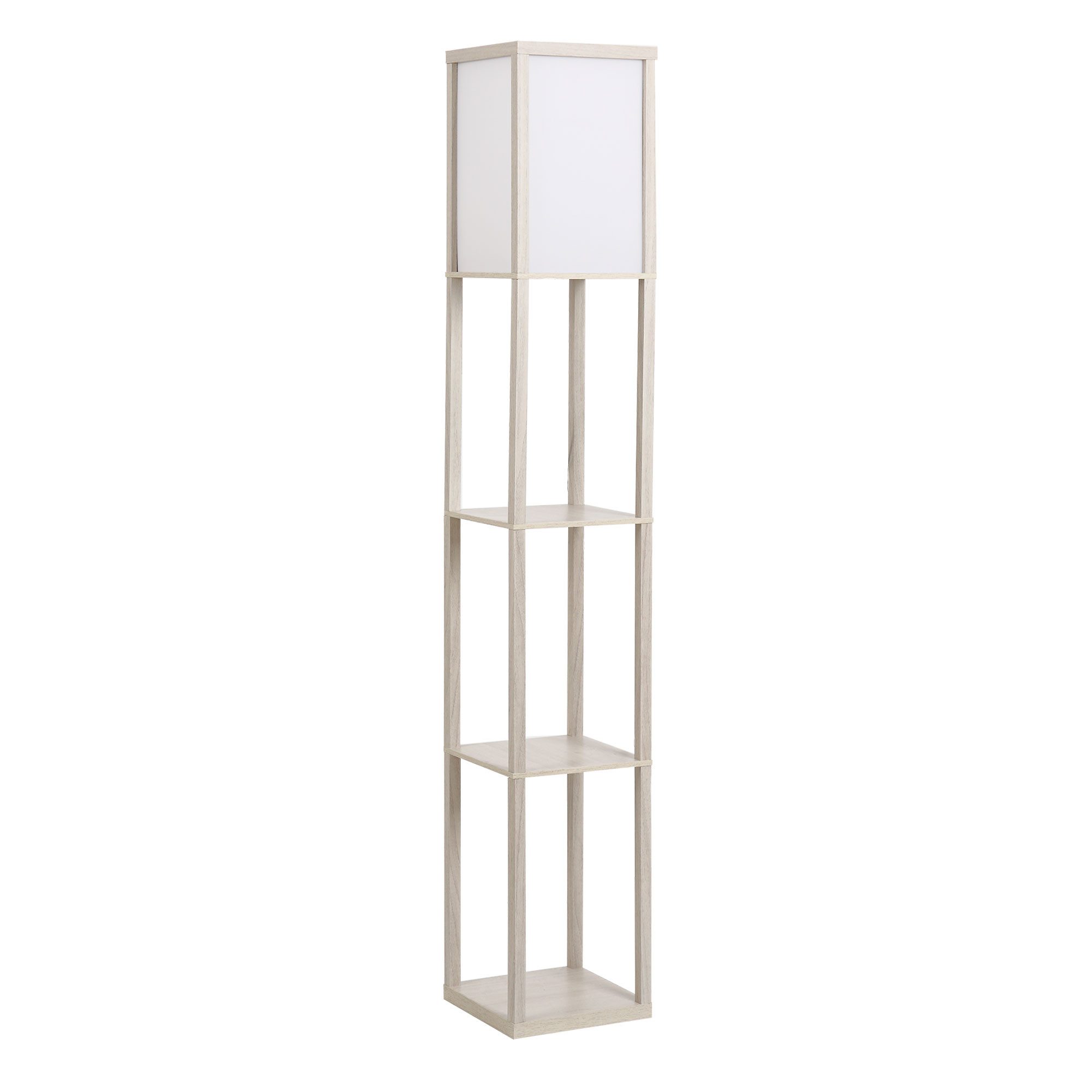 HOMCOM Stehlampe Stehlampe mit Regalen E27 40W Nachttischlampe Acryl Lampenschirm, Ablagefächer, Lichtquelle, Fußschalter, ohne Leuchtmittel, Stehlampe mit Abla – Bild 2 von 5