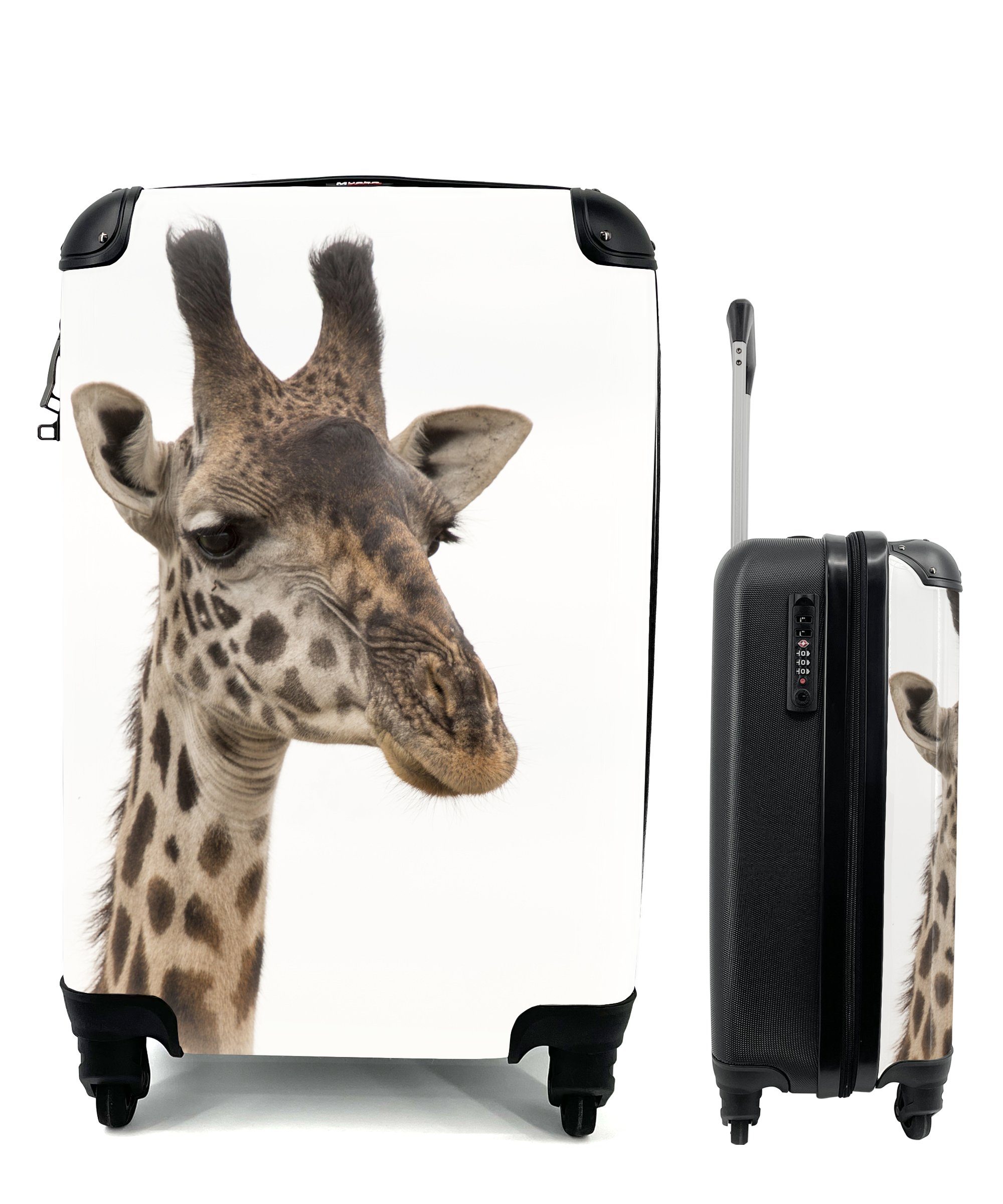 MuchoWow Handgepäckkoffer Giraffe - Tier - Weiß, 4 Rollen, Reisetasche mit rollen, Handgepäck für Ferien, Trolley, Reisekoffer